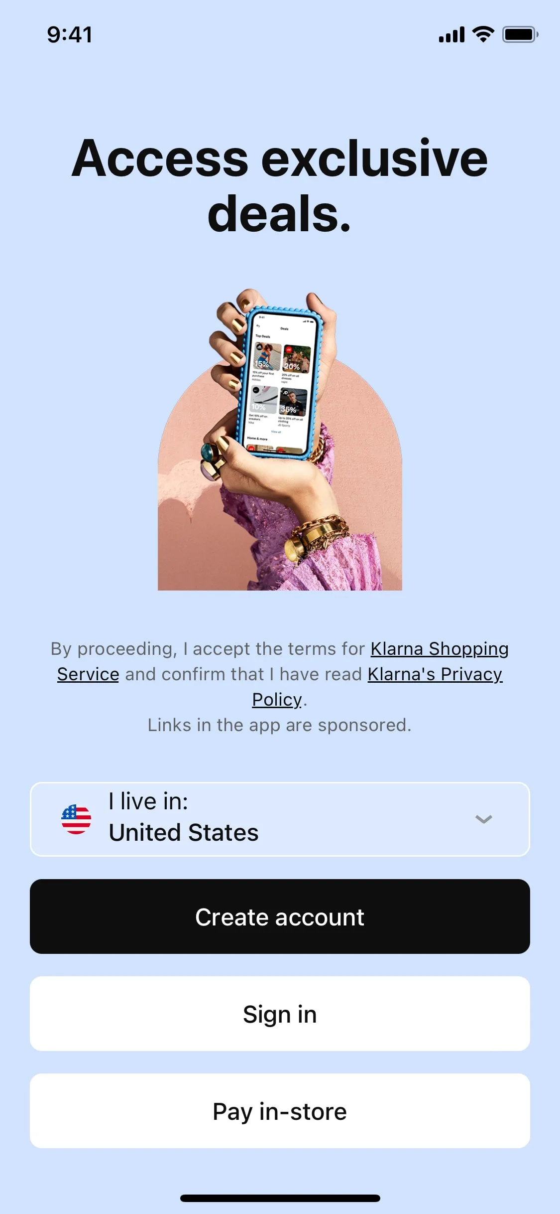Klarna screen 1