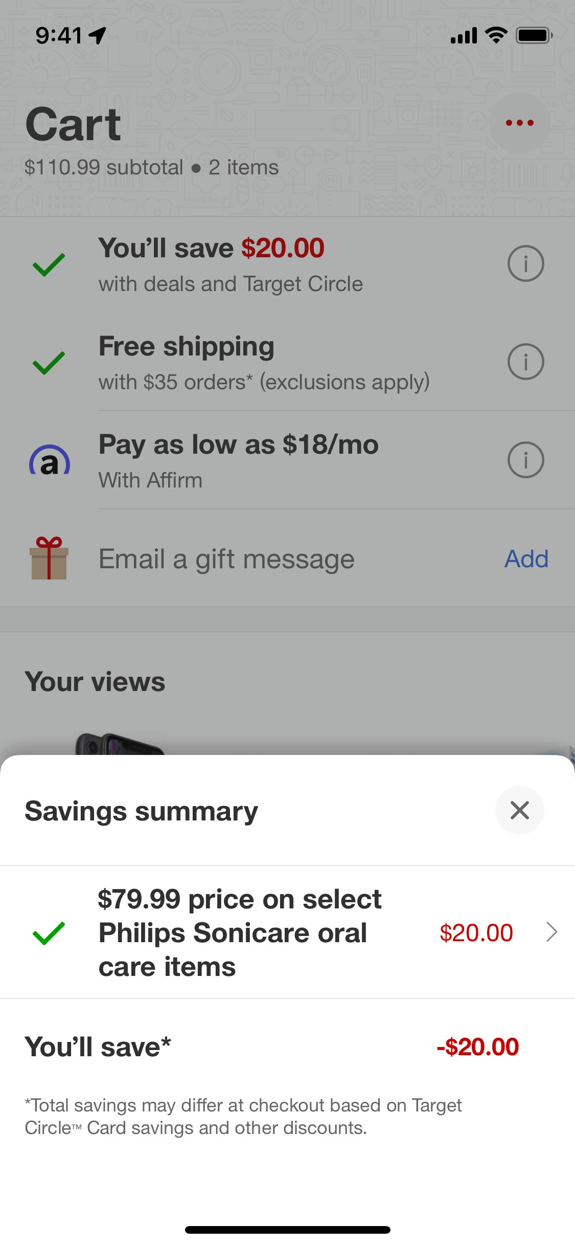 Target iOS screen 532