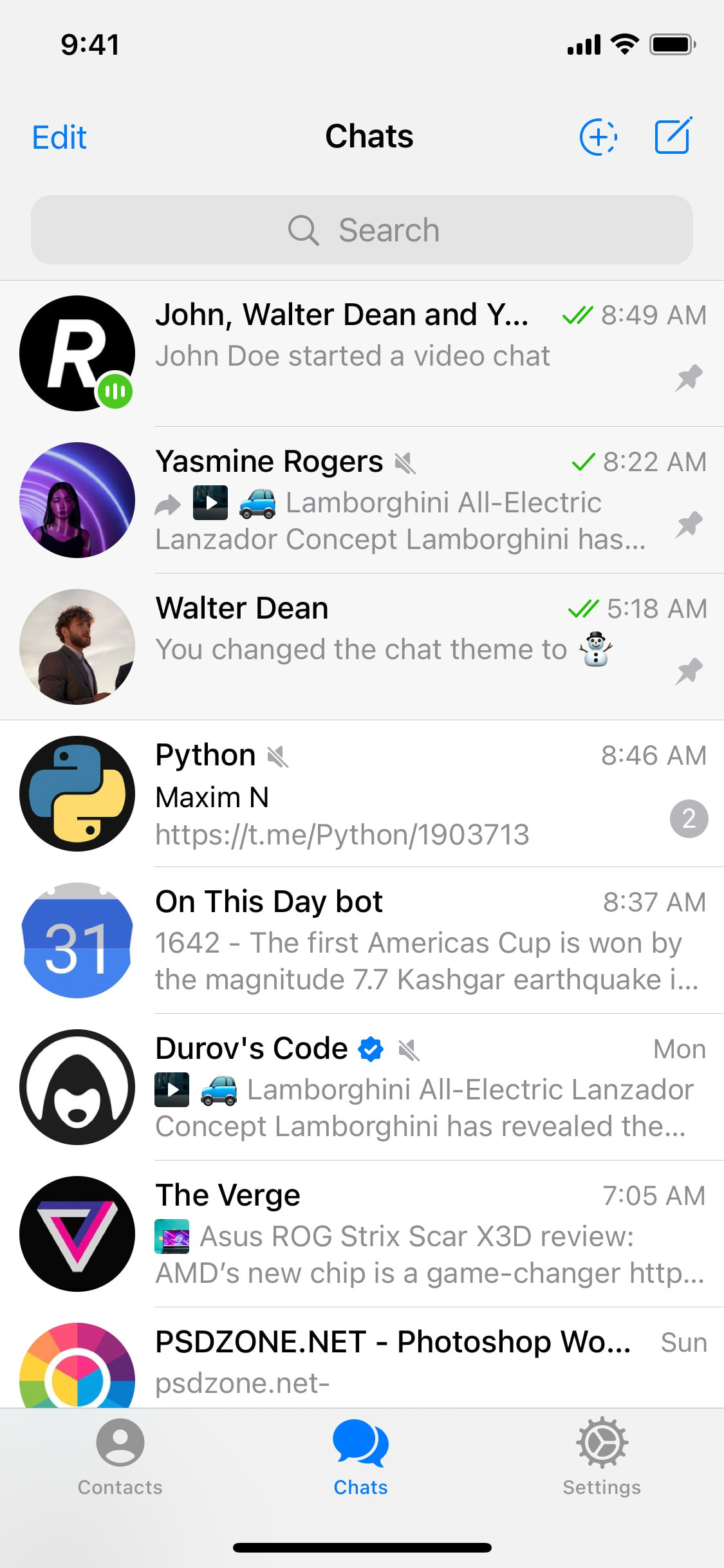 Telegram iOS screen 304