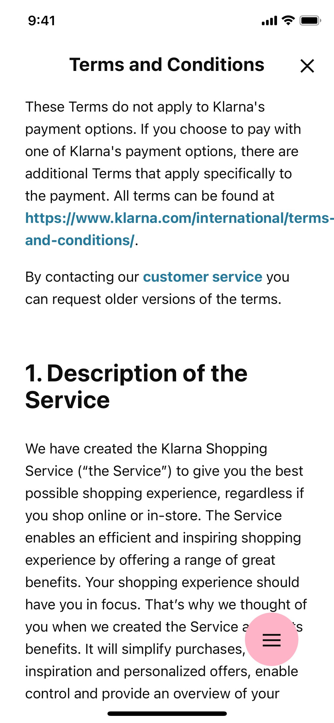 Klarna iOS screen 547