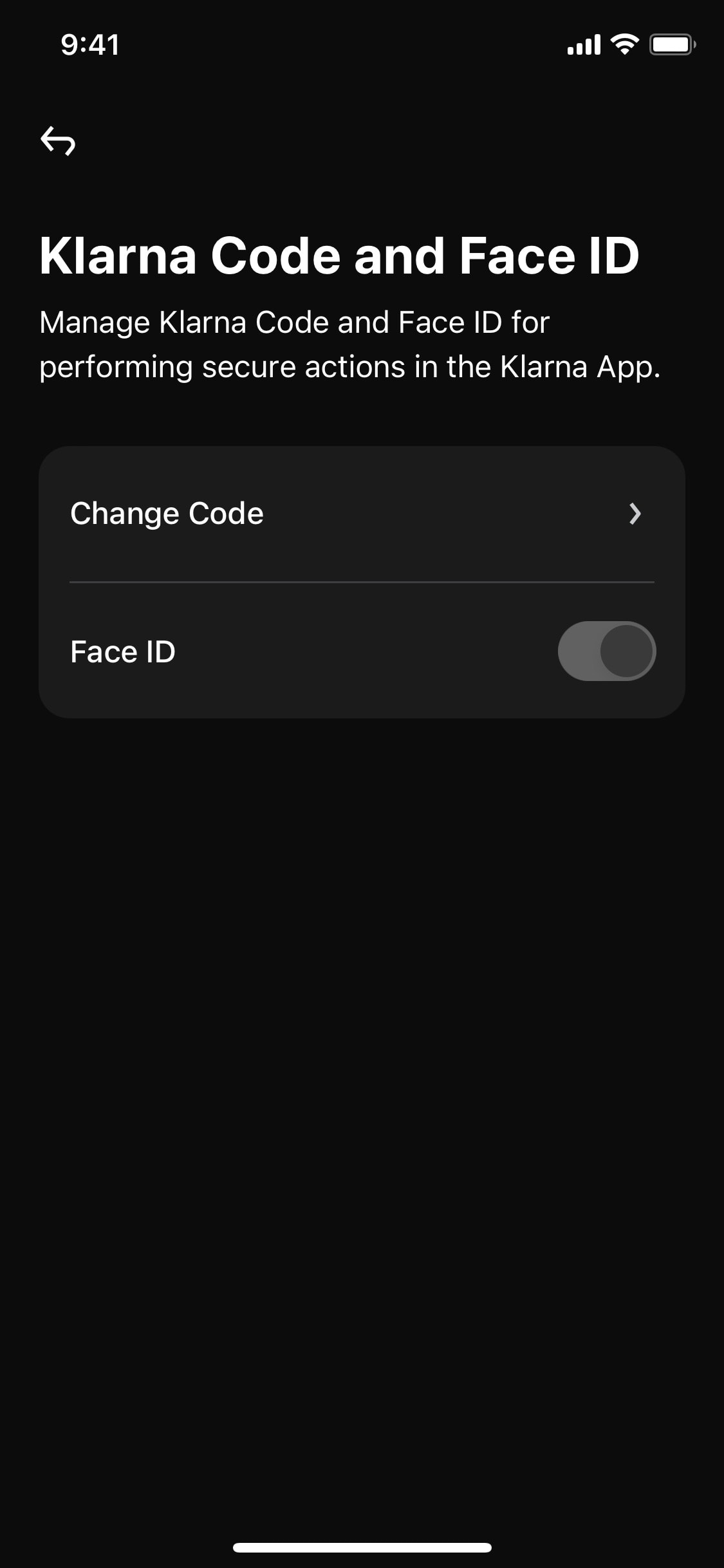 Klarna iOS screen 18