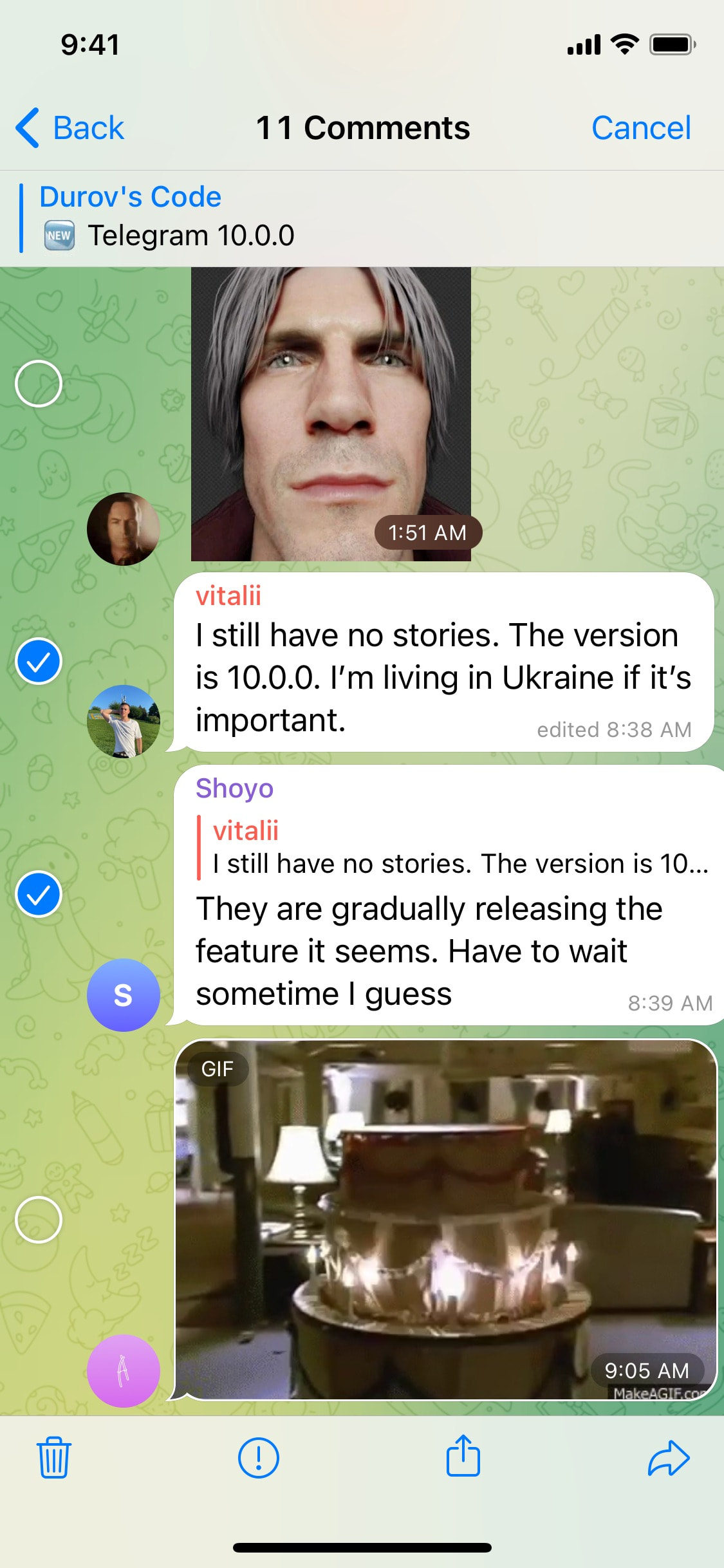 Telegram iOS screen 876