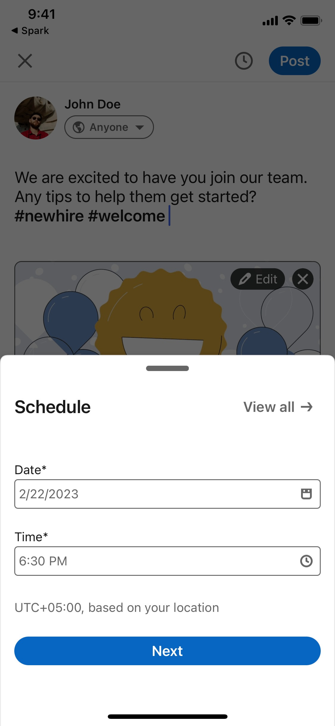 LinkedIn iOS screen 548