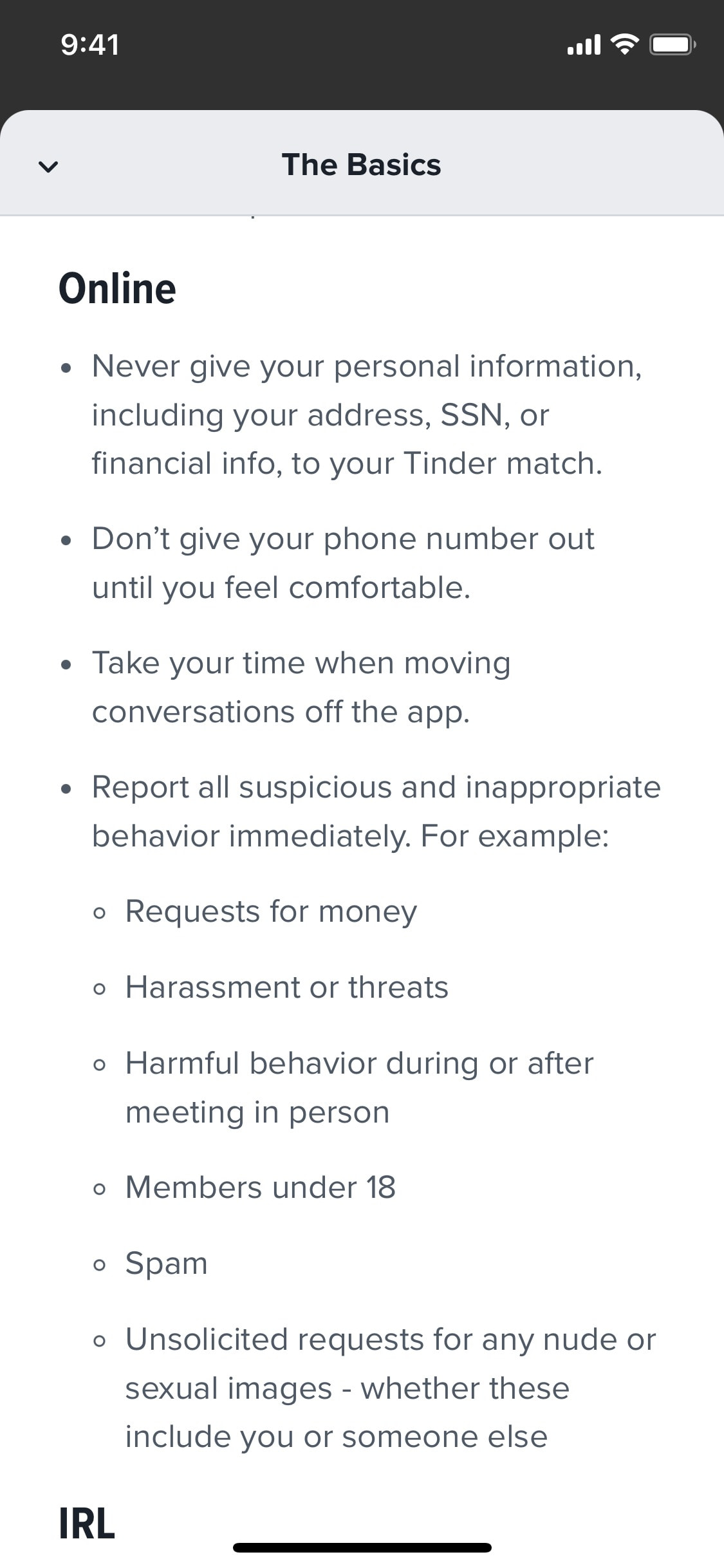 Tinder iOS screen 84