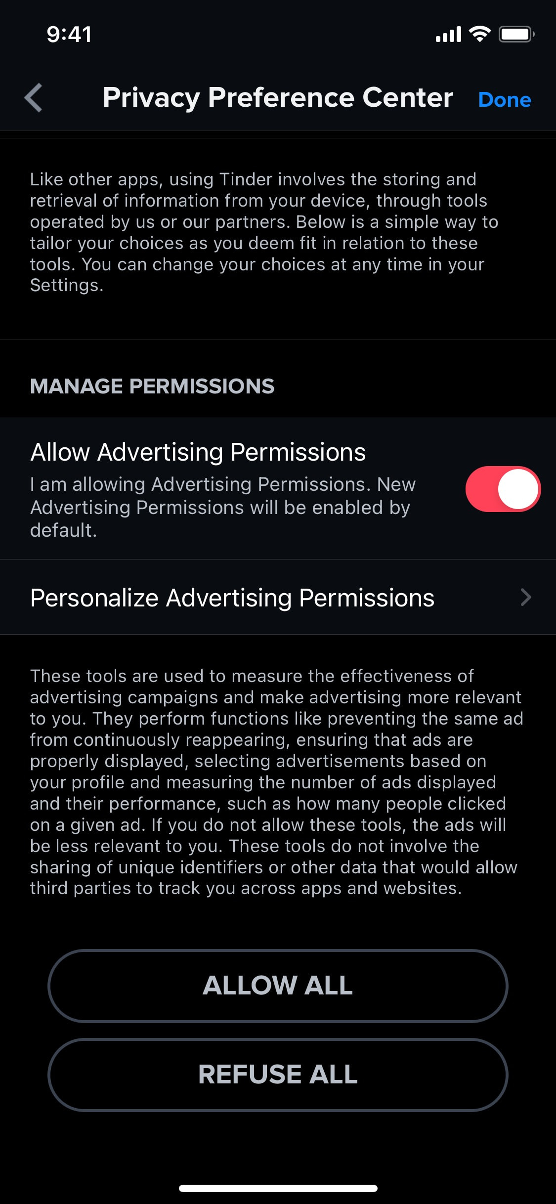 Tinder iOS screen 74