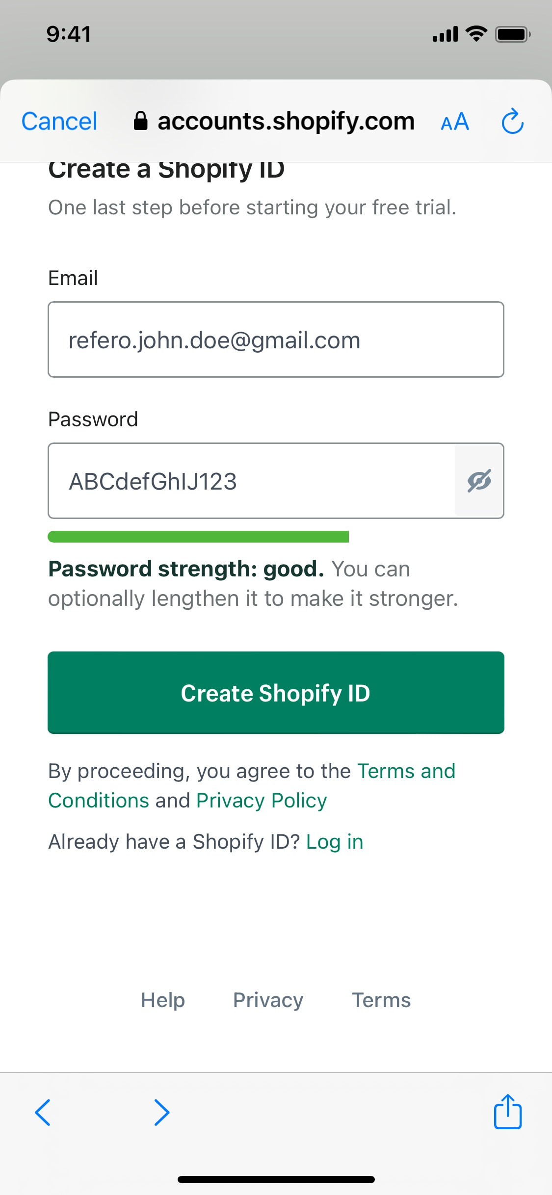 Shopify iOS screen 568