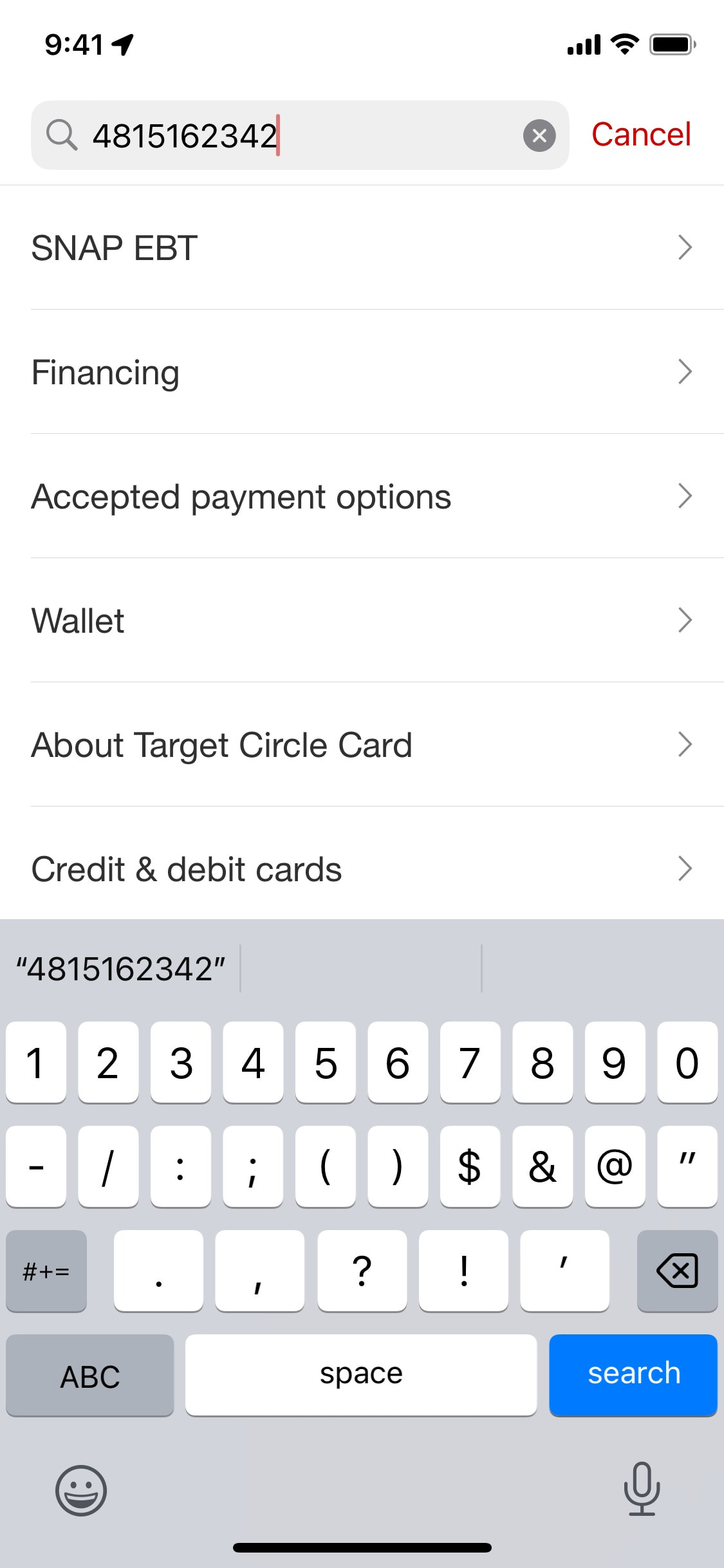 Target iOS screen 311