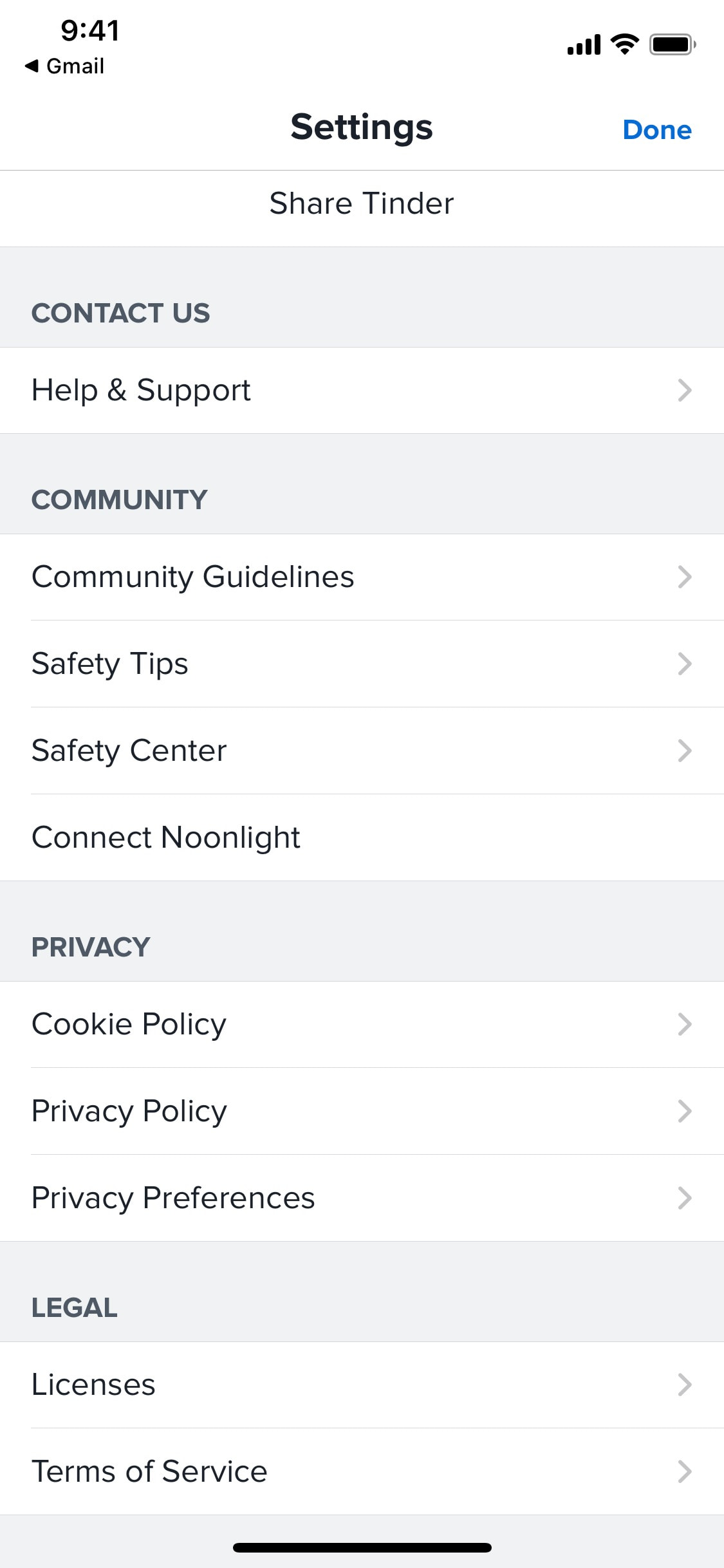 Tinder iOS screen 398