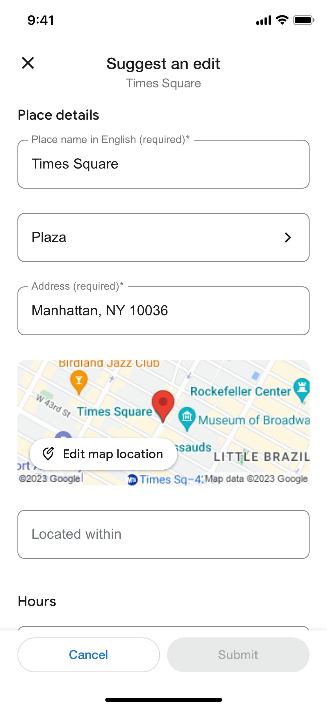 Google Maps iOS screen 621