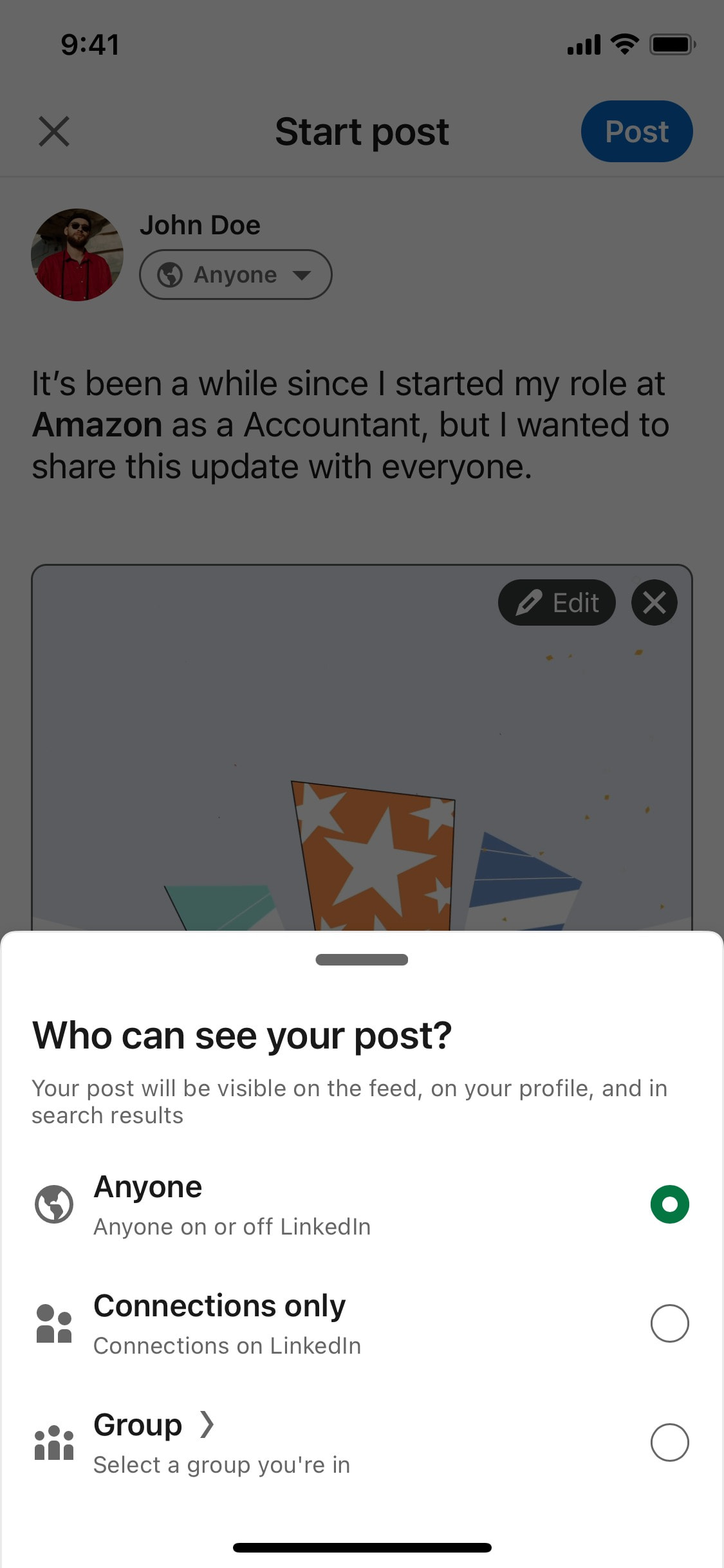 LinkedIn iOS screen 321