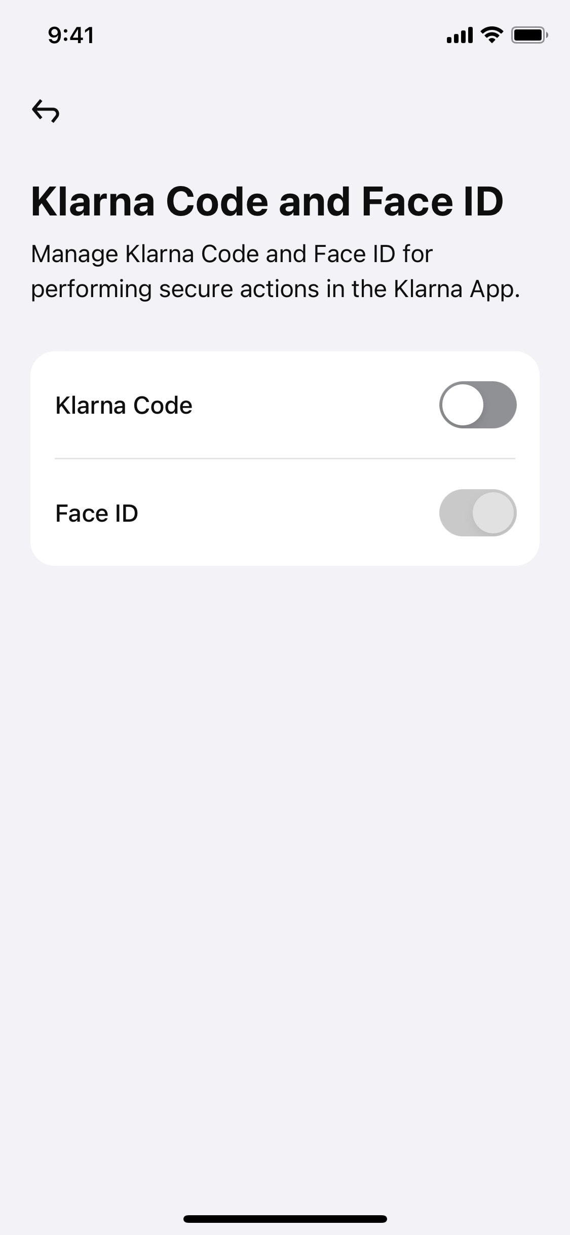 Klarna iOS screen 95