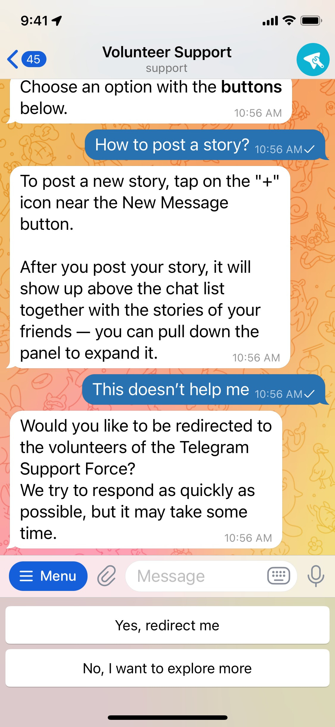 Telegram iOS screen 380