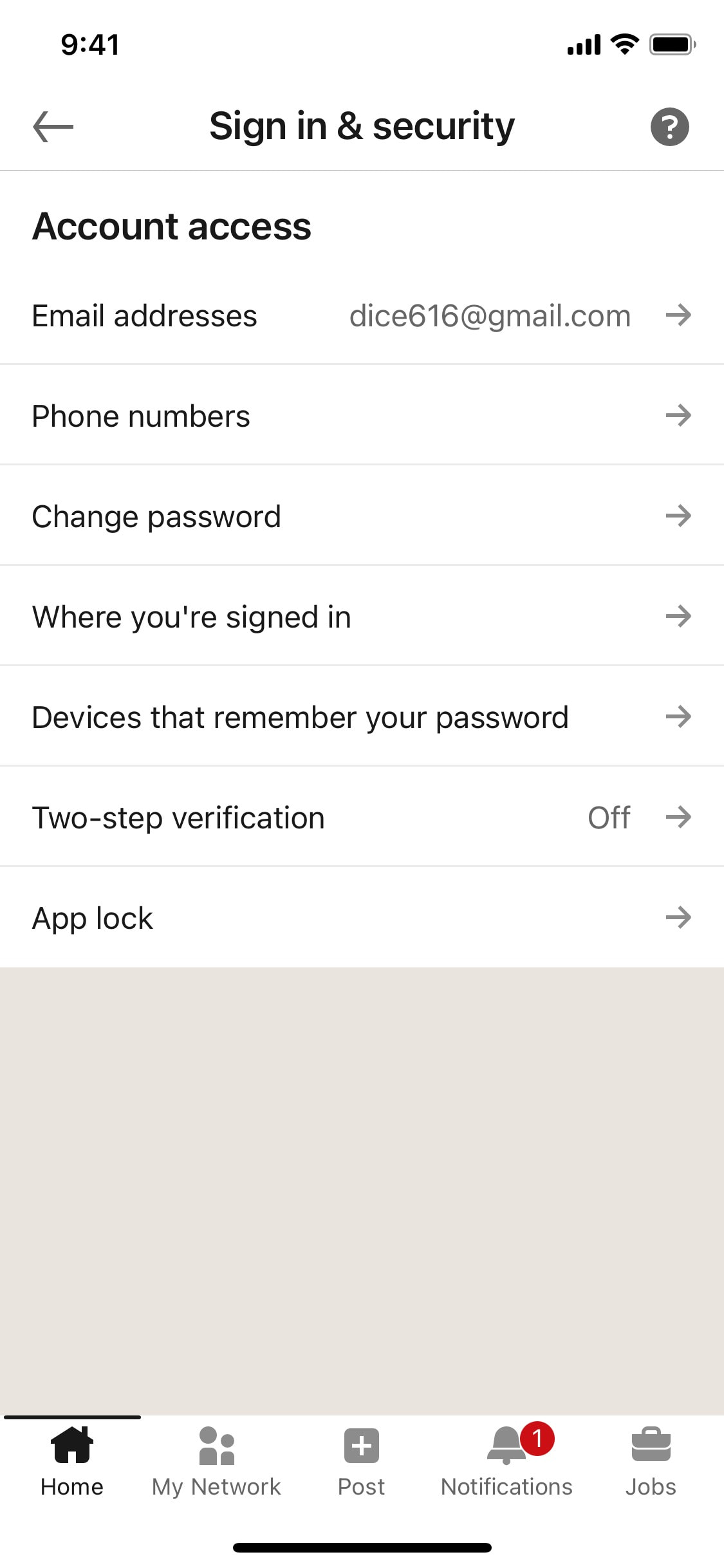LinkedIn iOS screen 227