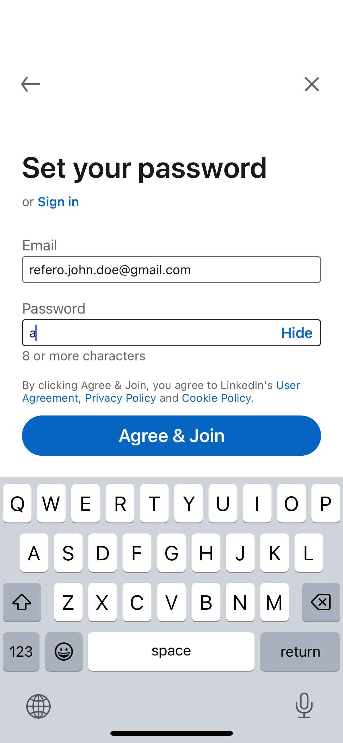 LinkedIn iOS screen 107