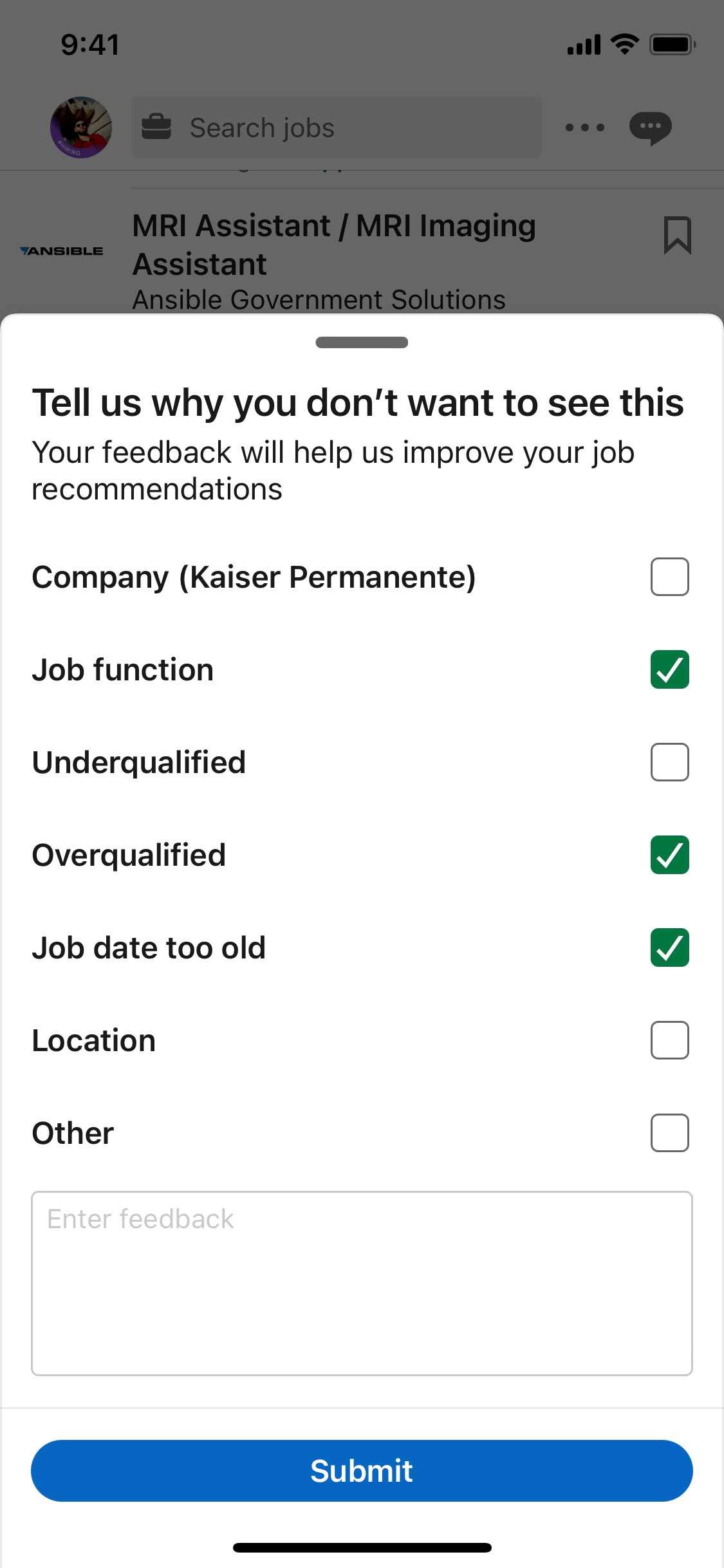 LinkedIn iOS screen 334