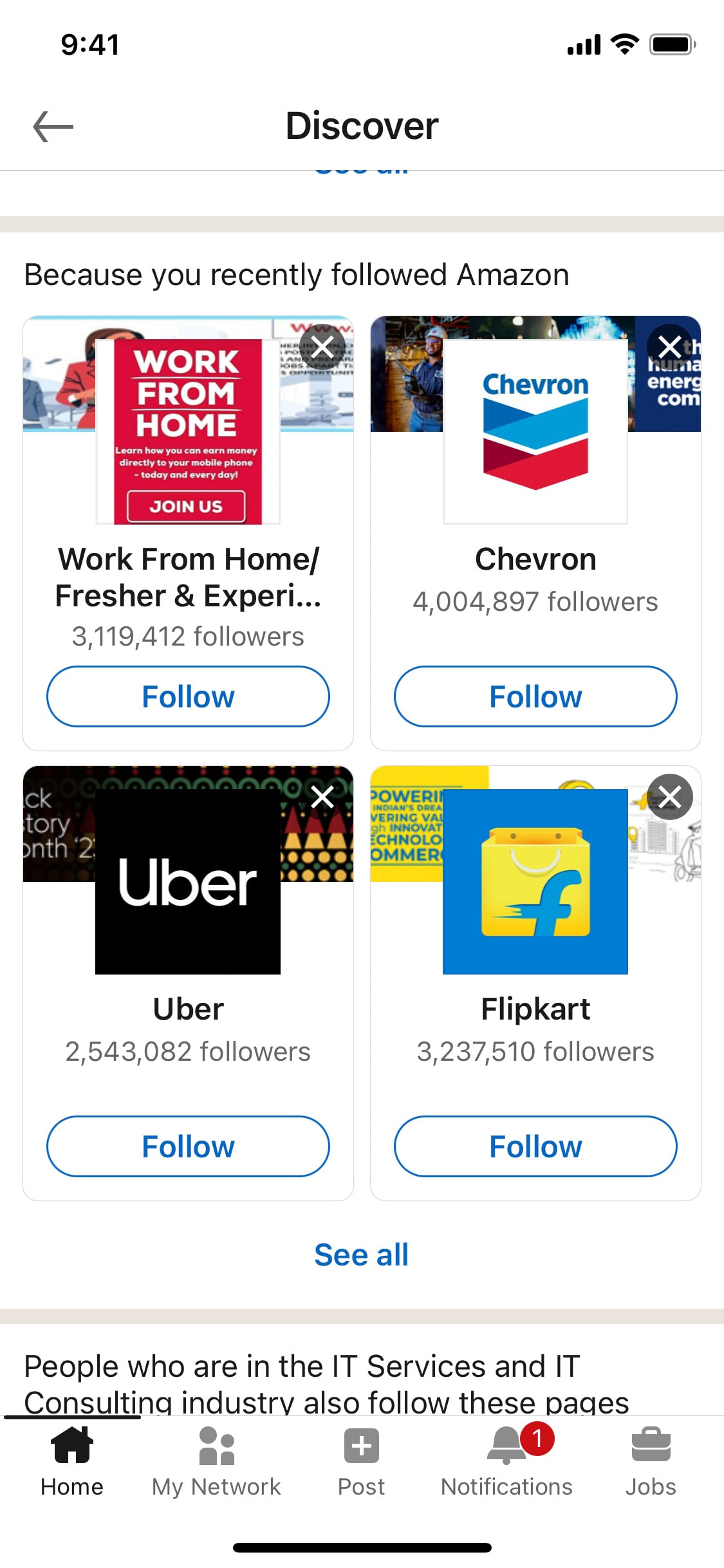 LinkedIn iOS screen 209