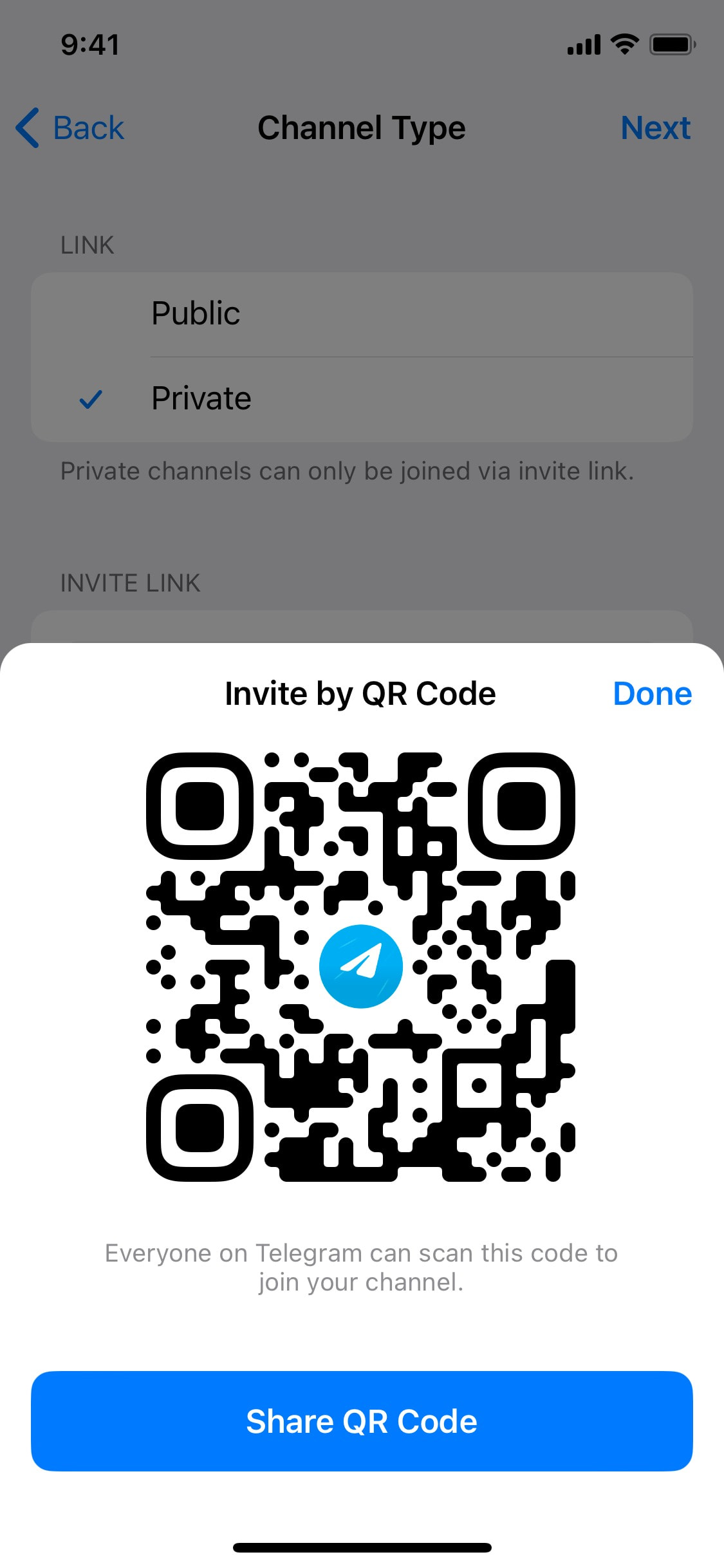 Telegram iOS screen 507