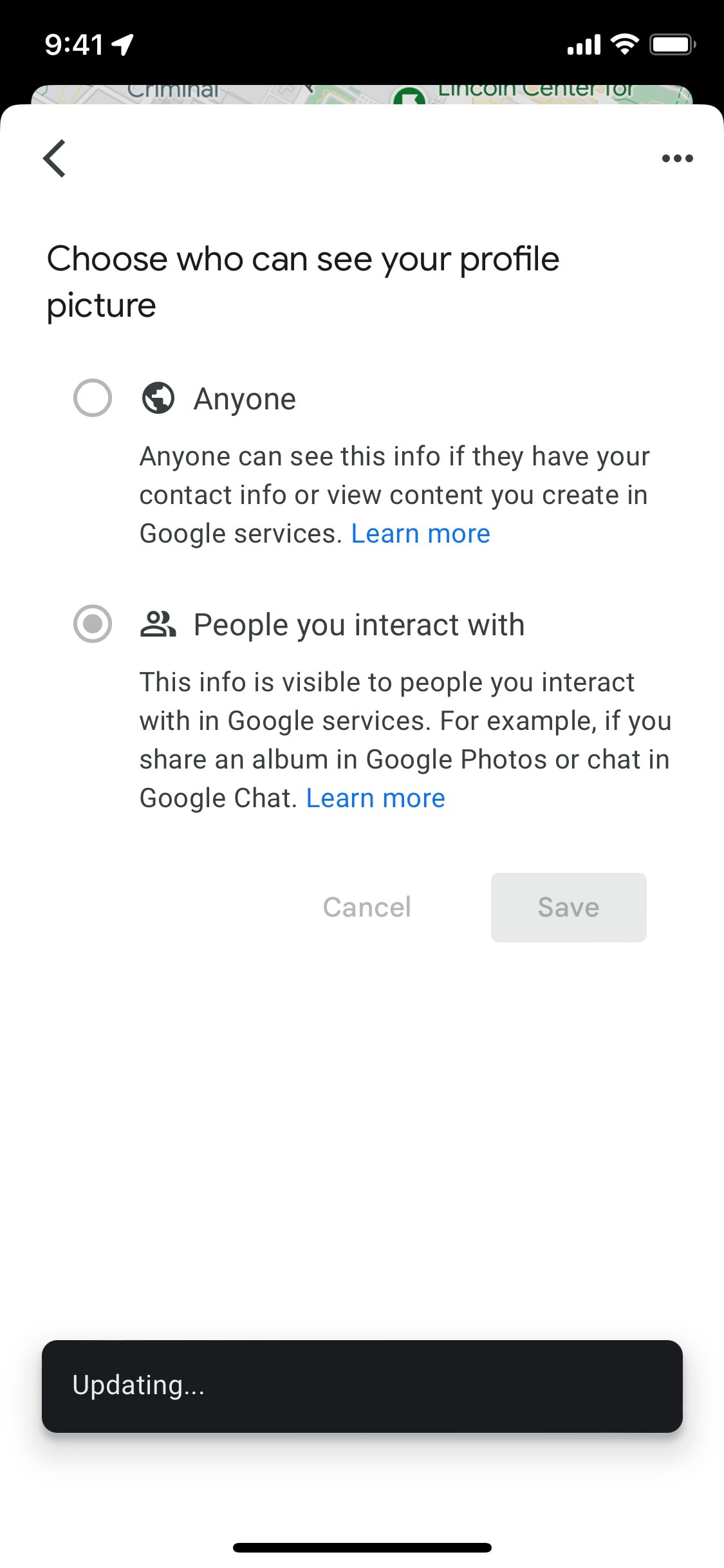 Google Maps iOS screen 331