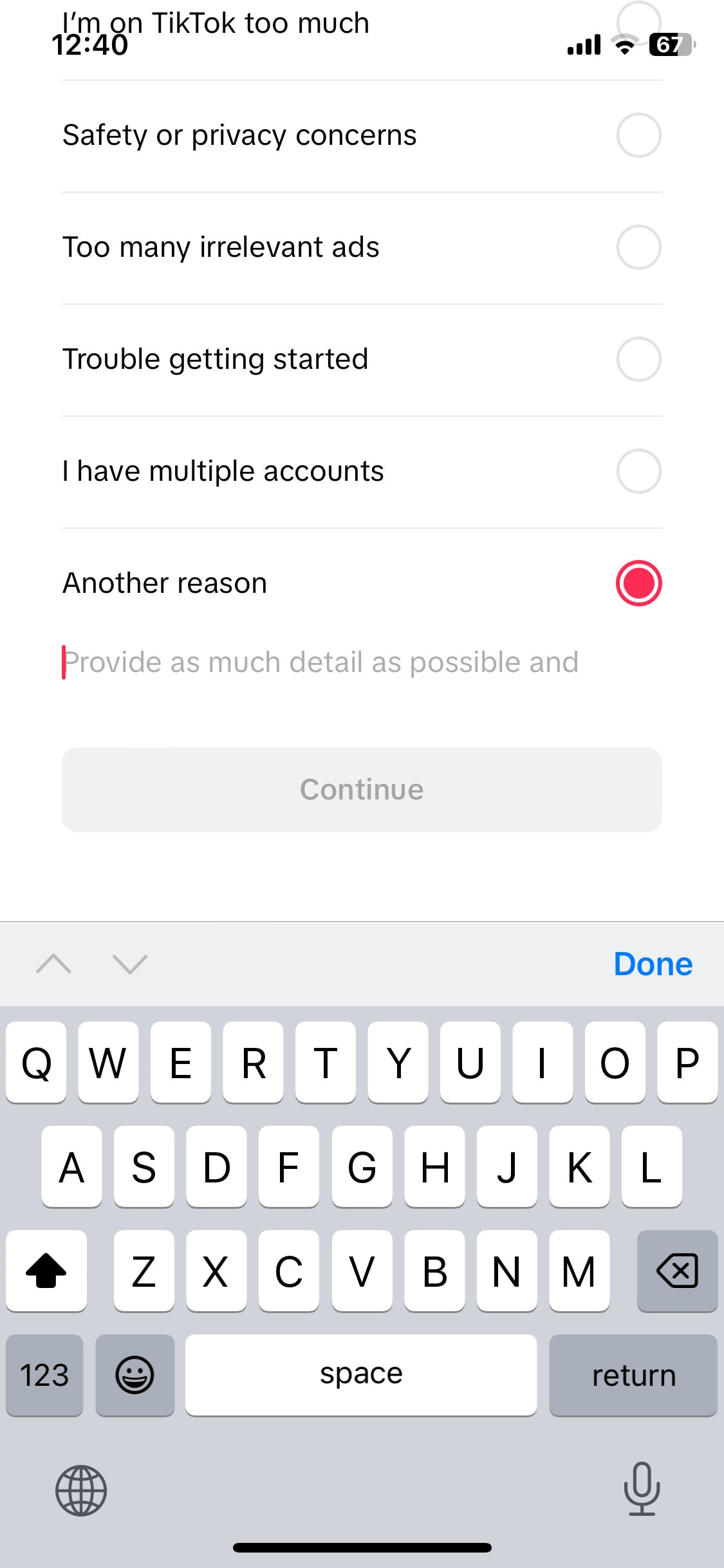 TikTok iOS screen 713