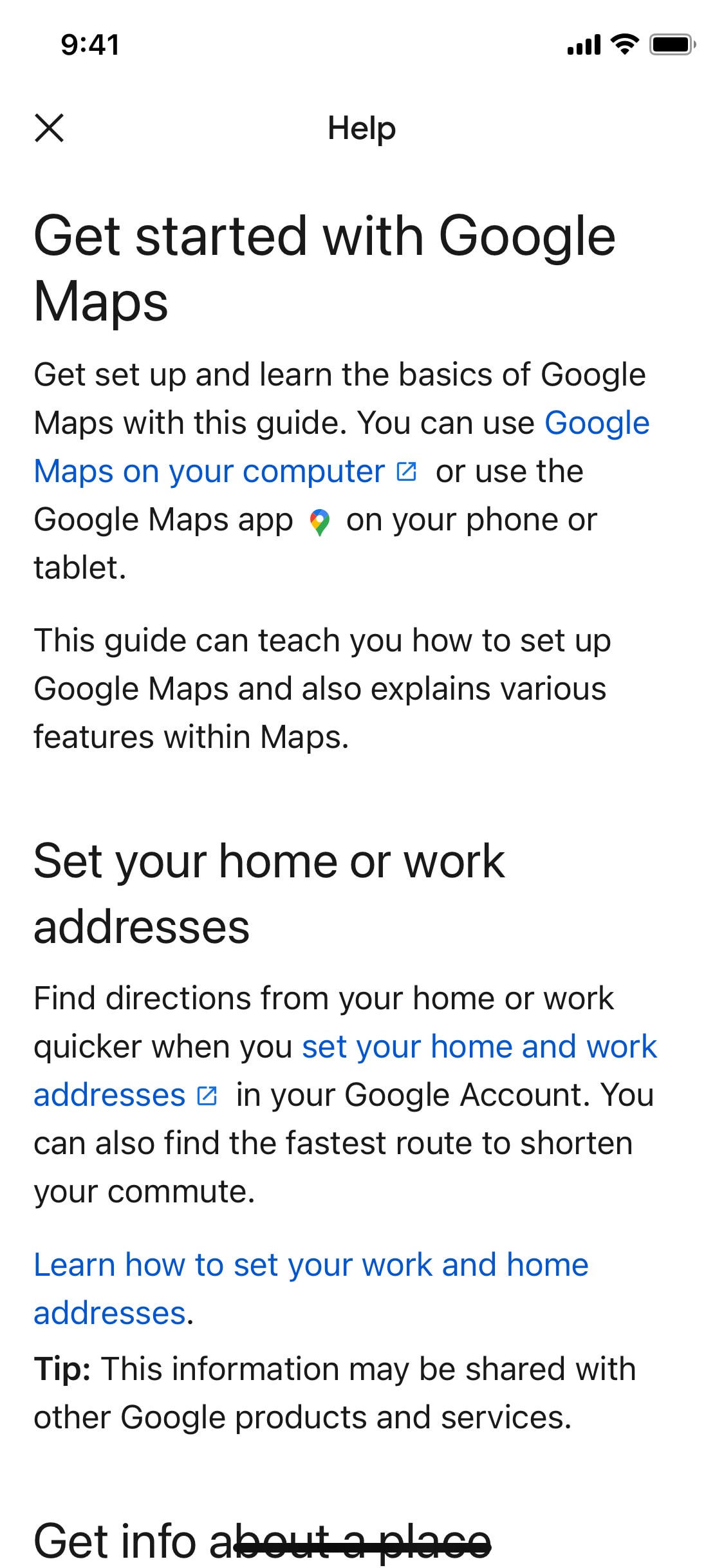 Google Maps iOS screen 184