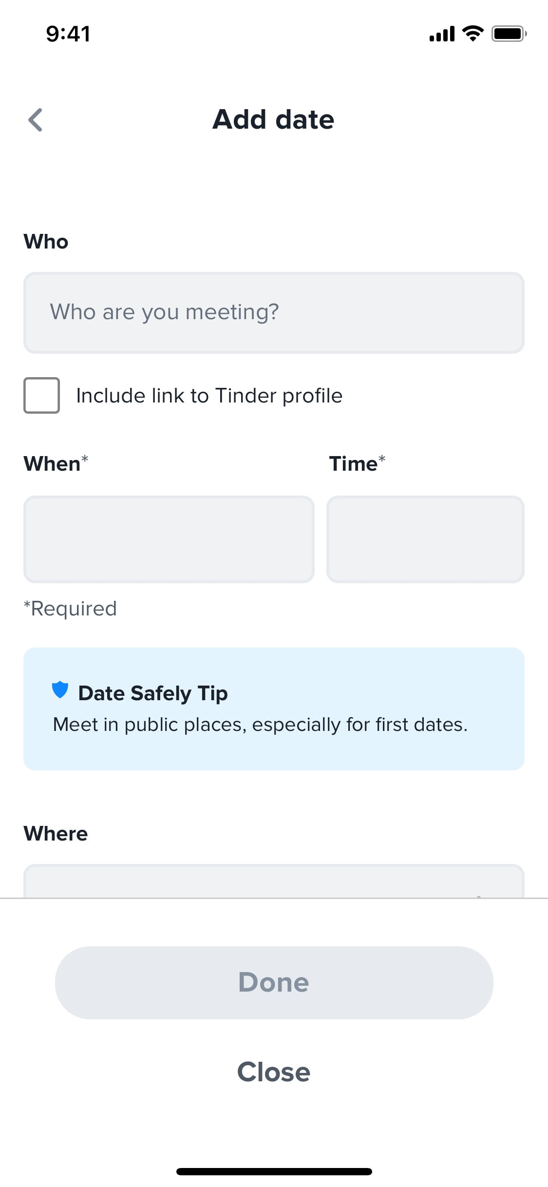 Tinder iOS screen 435