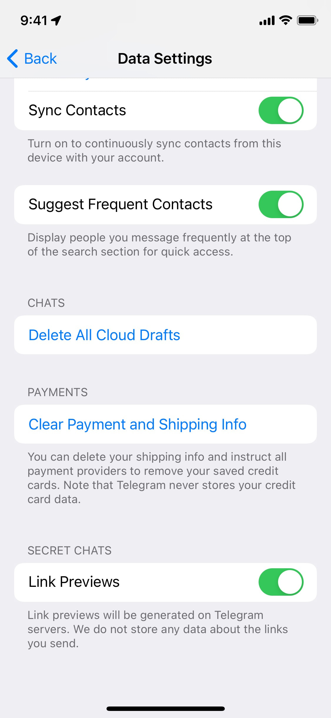 Telegram iOS screen 463