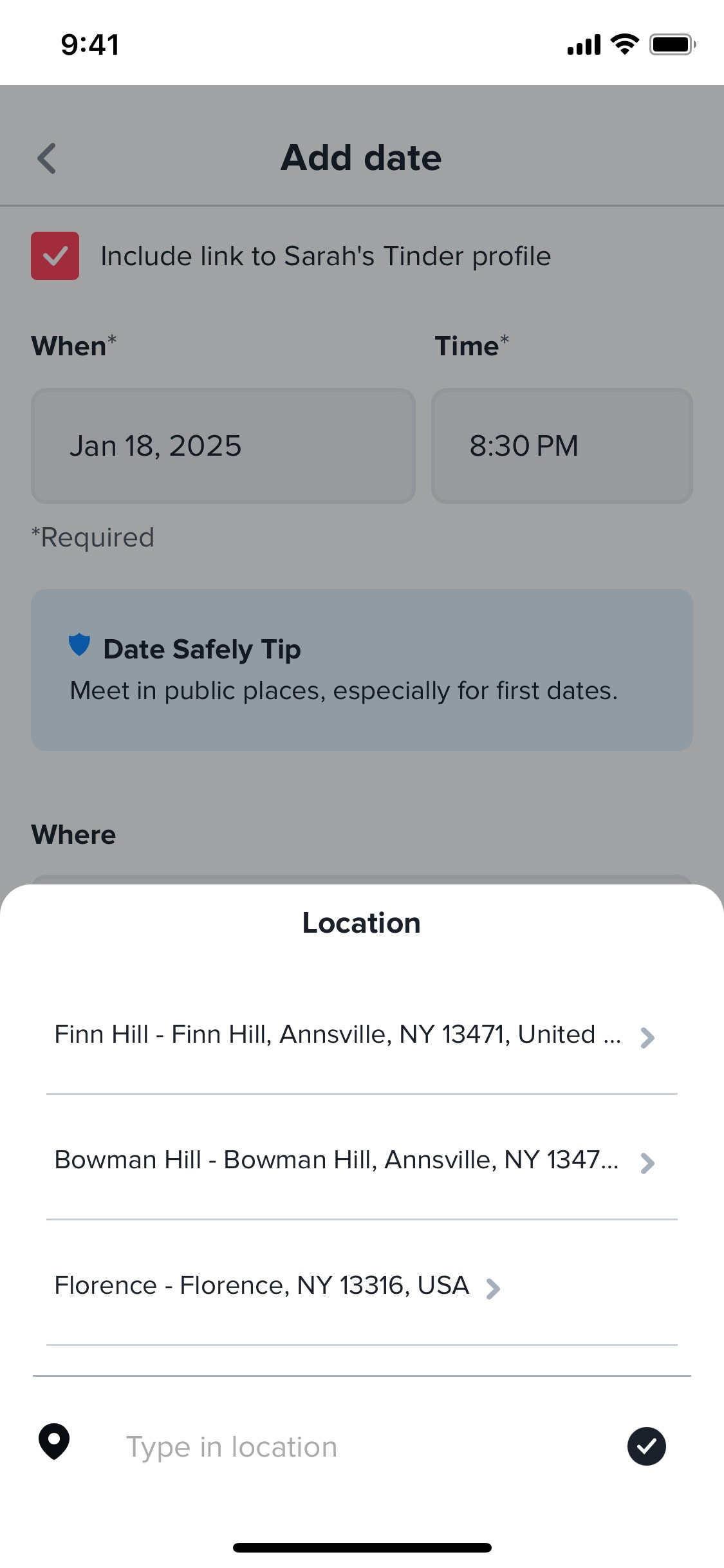 Tinder iOS screen 415