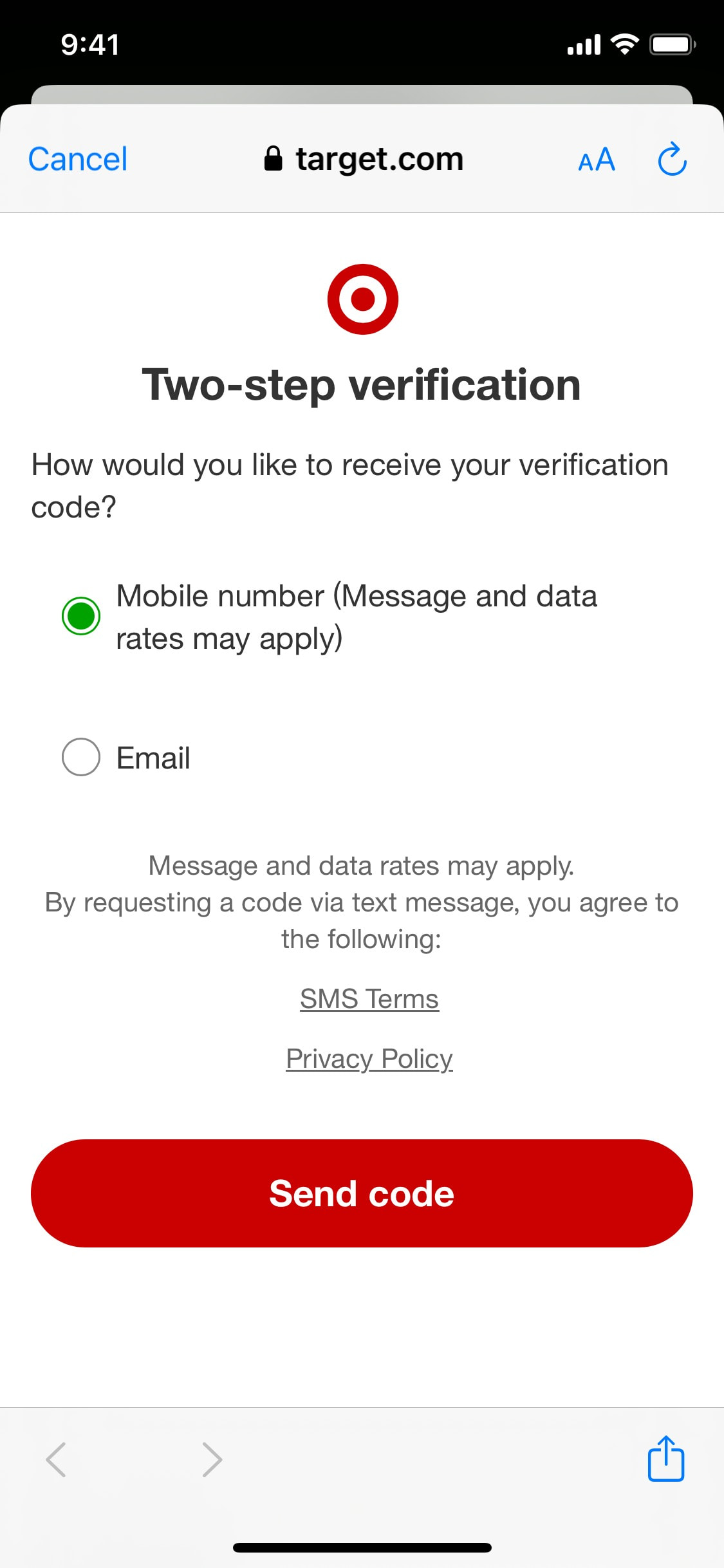 Target iOS screen 224