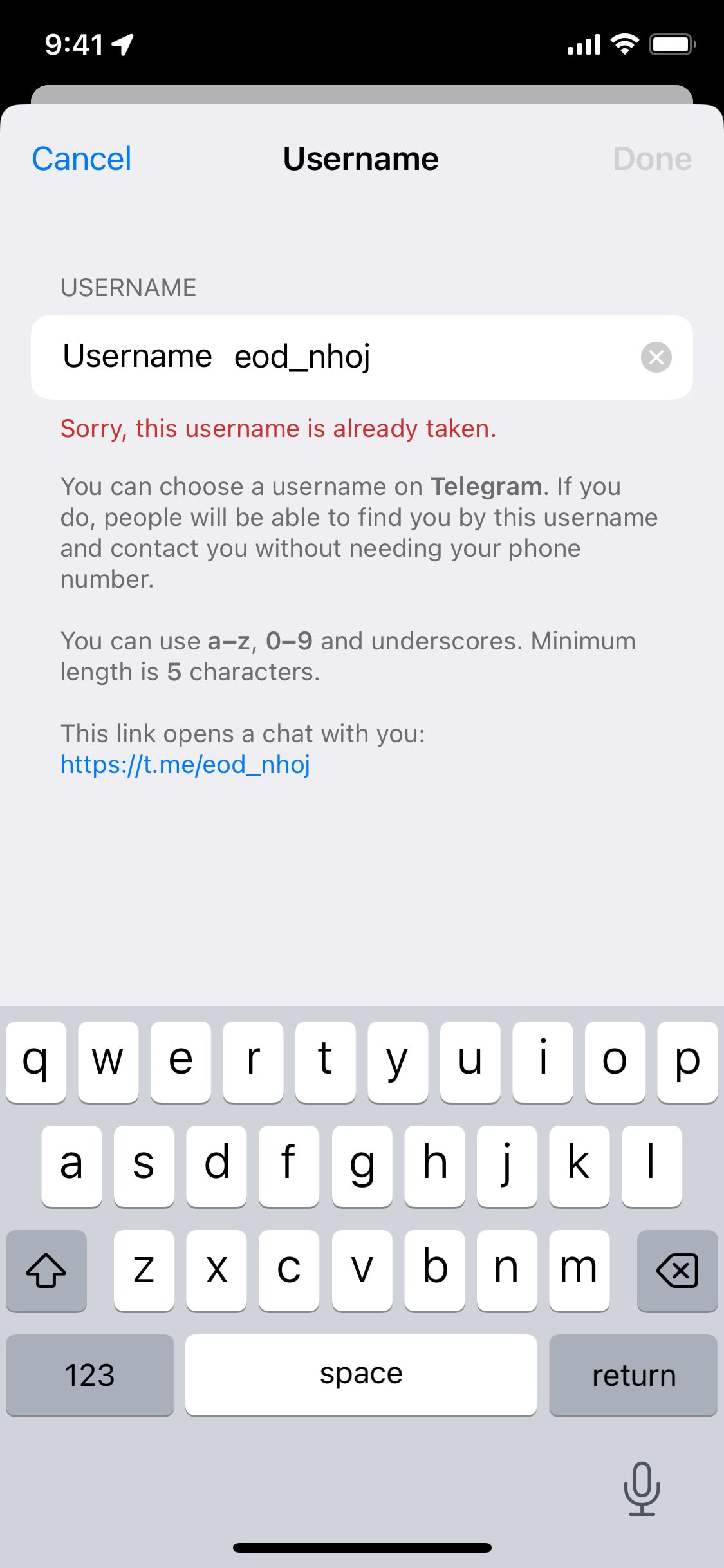 Telegram iOS screen 298