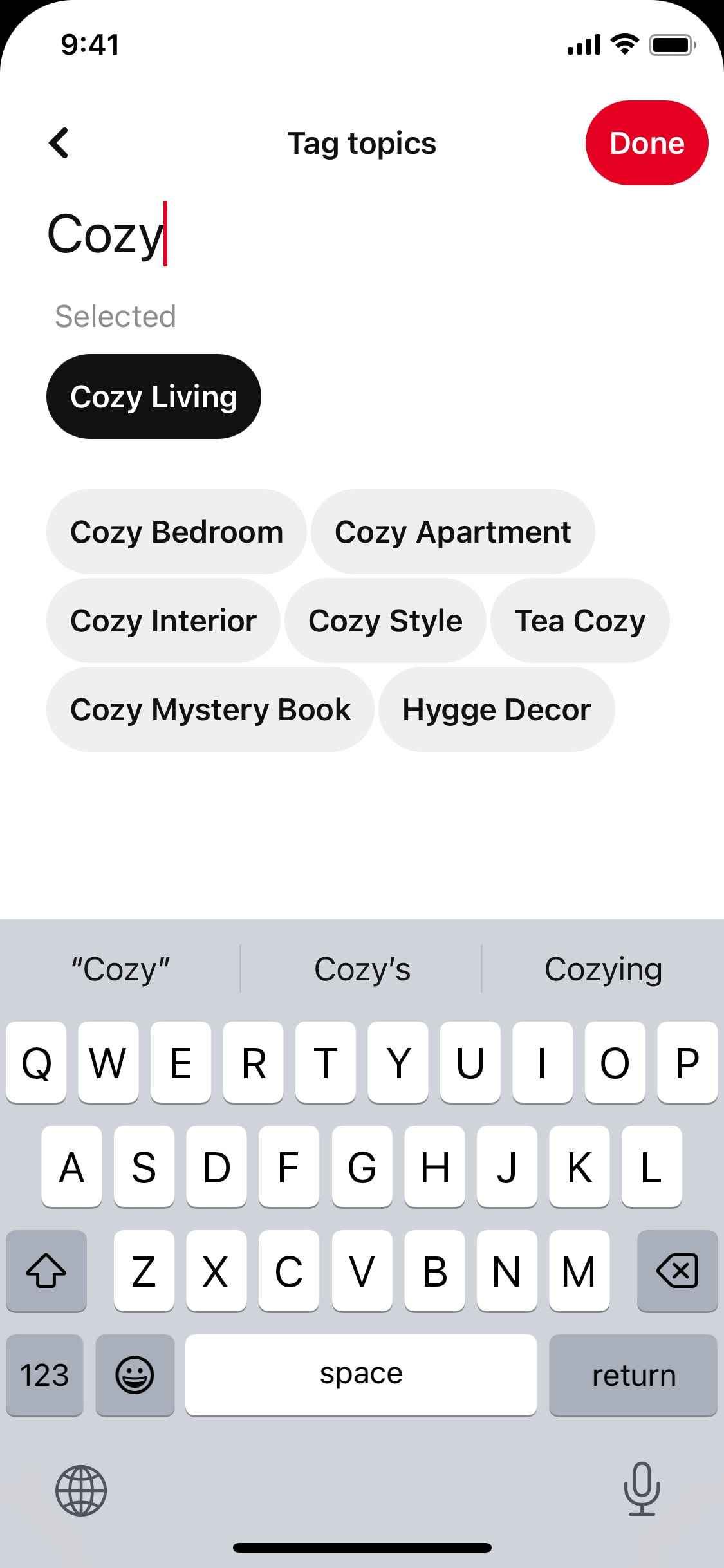 Pinterest iOS screen 476