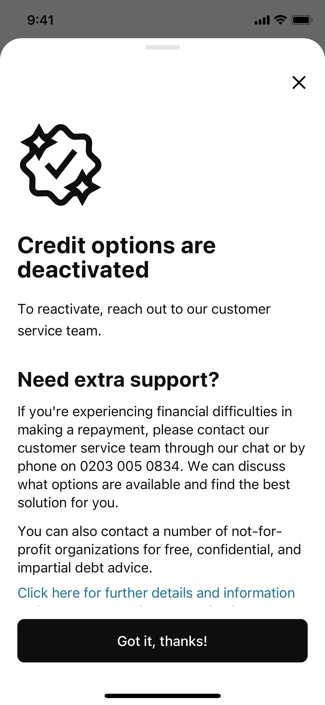 Klarna iOS screen 453