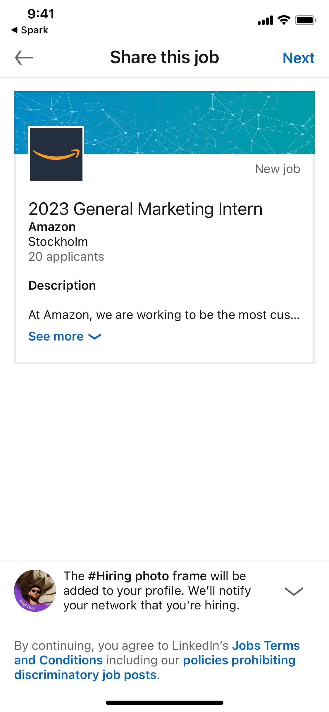 LinkedIn iOS screen 265