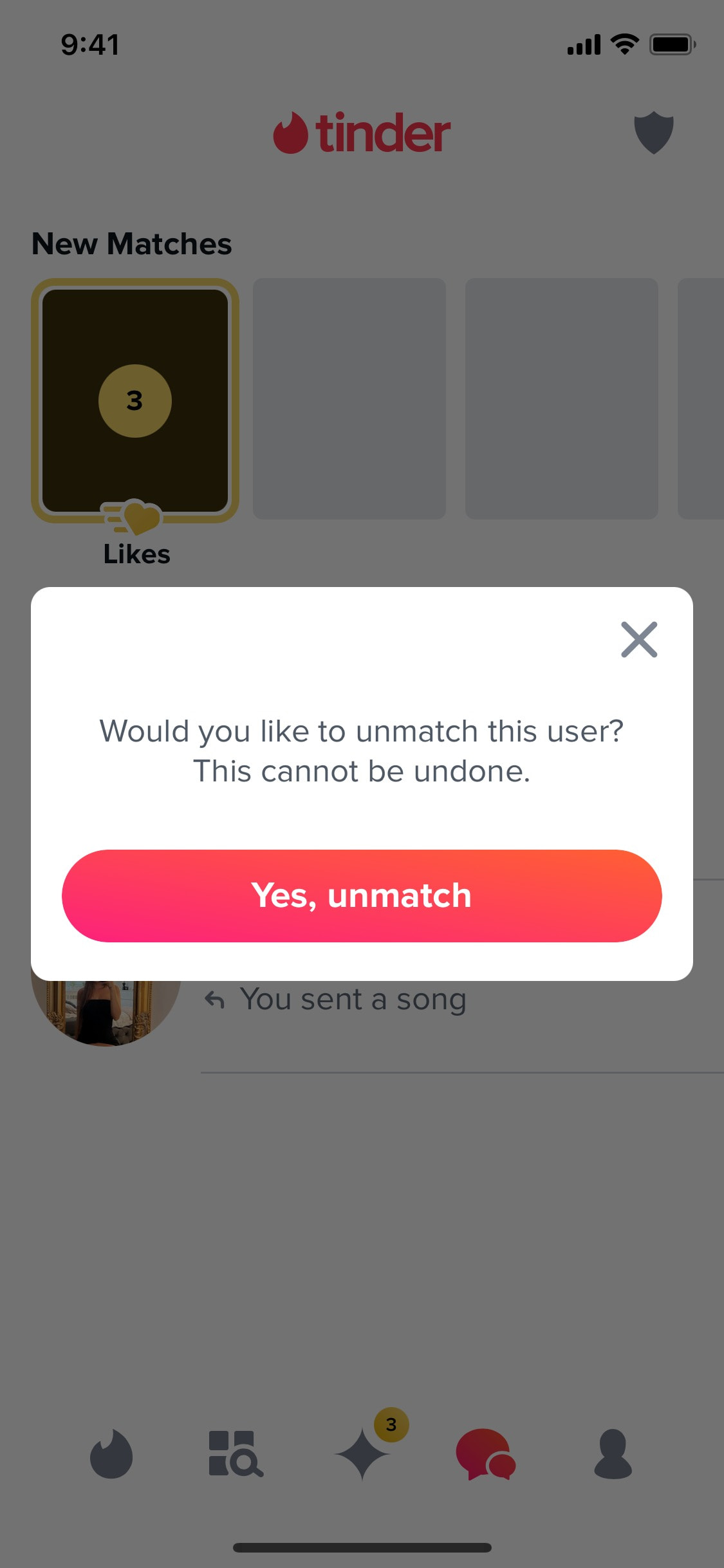 Tinder iOS screen 148