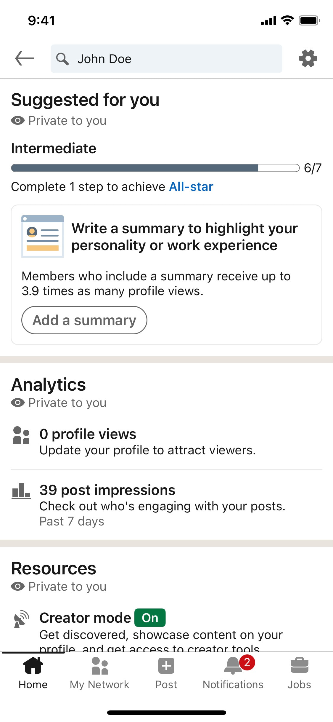 LinkedIn iOS screen 492