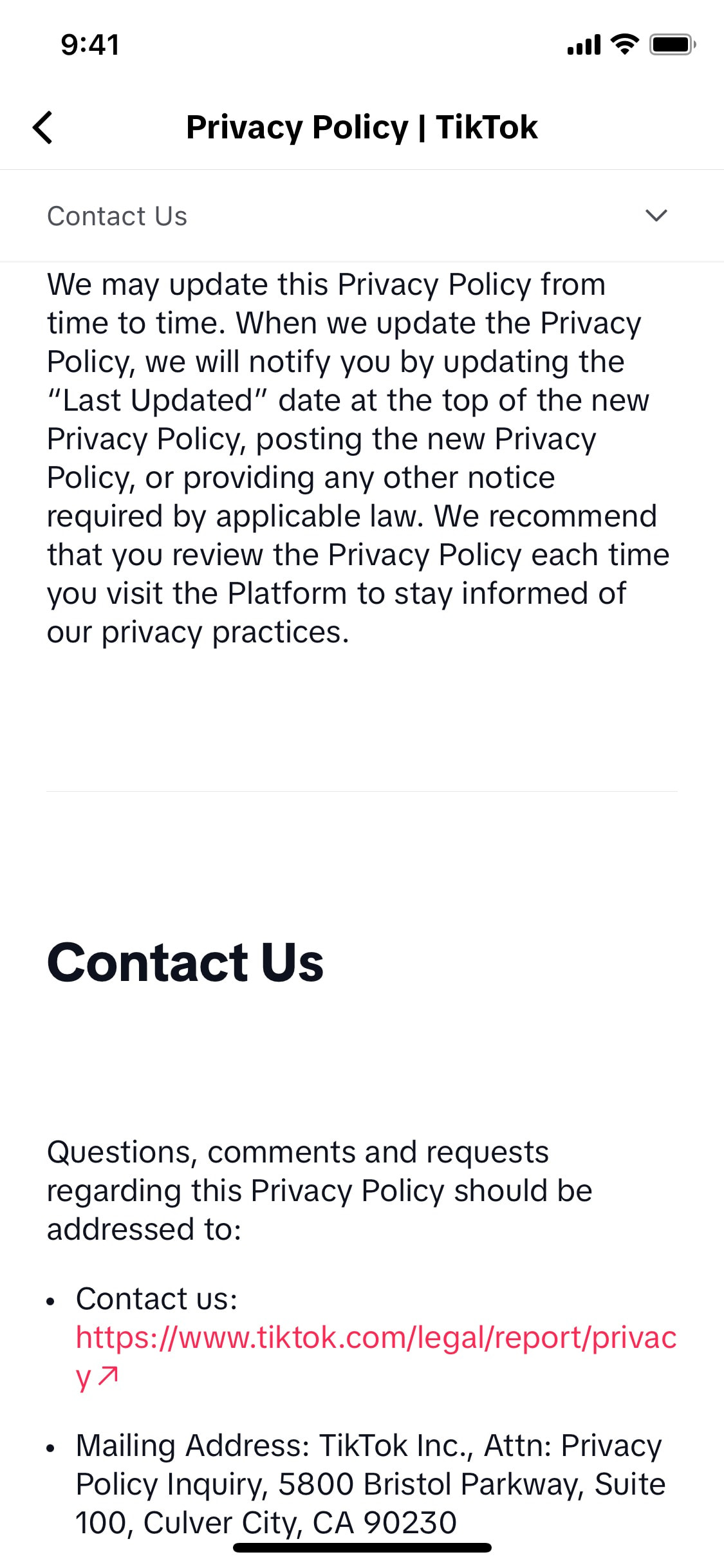 TikTok iOS screen 111