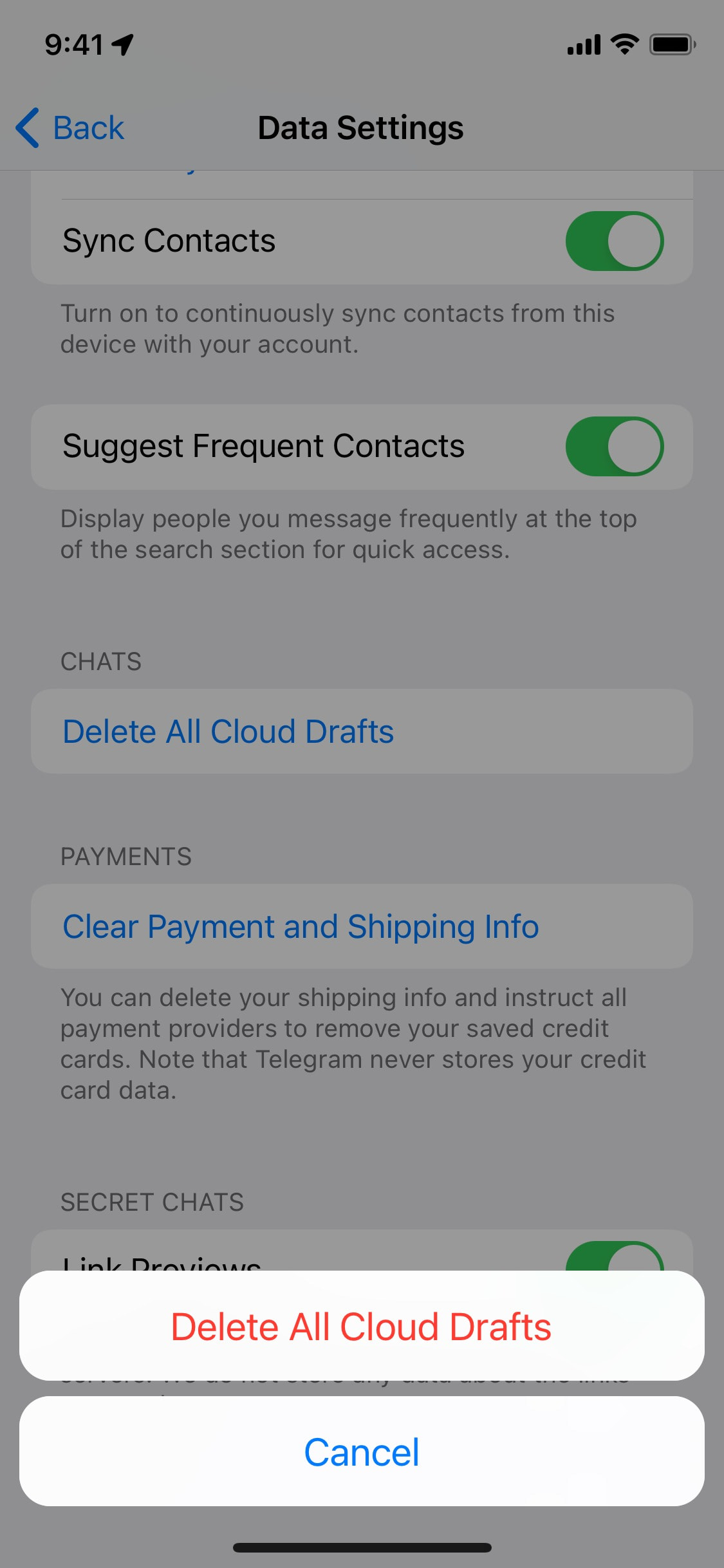 Telegram iOS screen 570