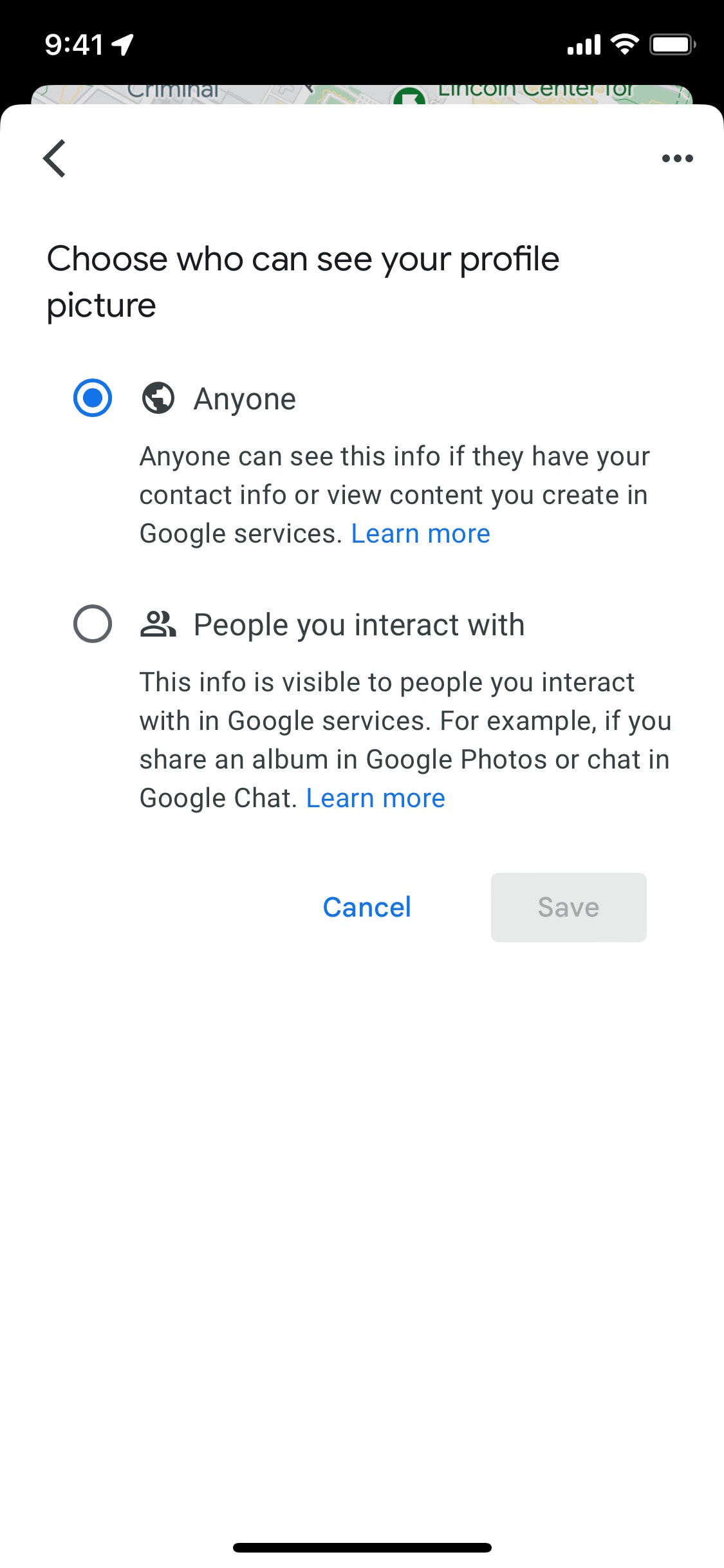 Google Maps iOS screen 338