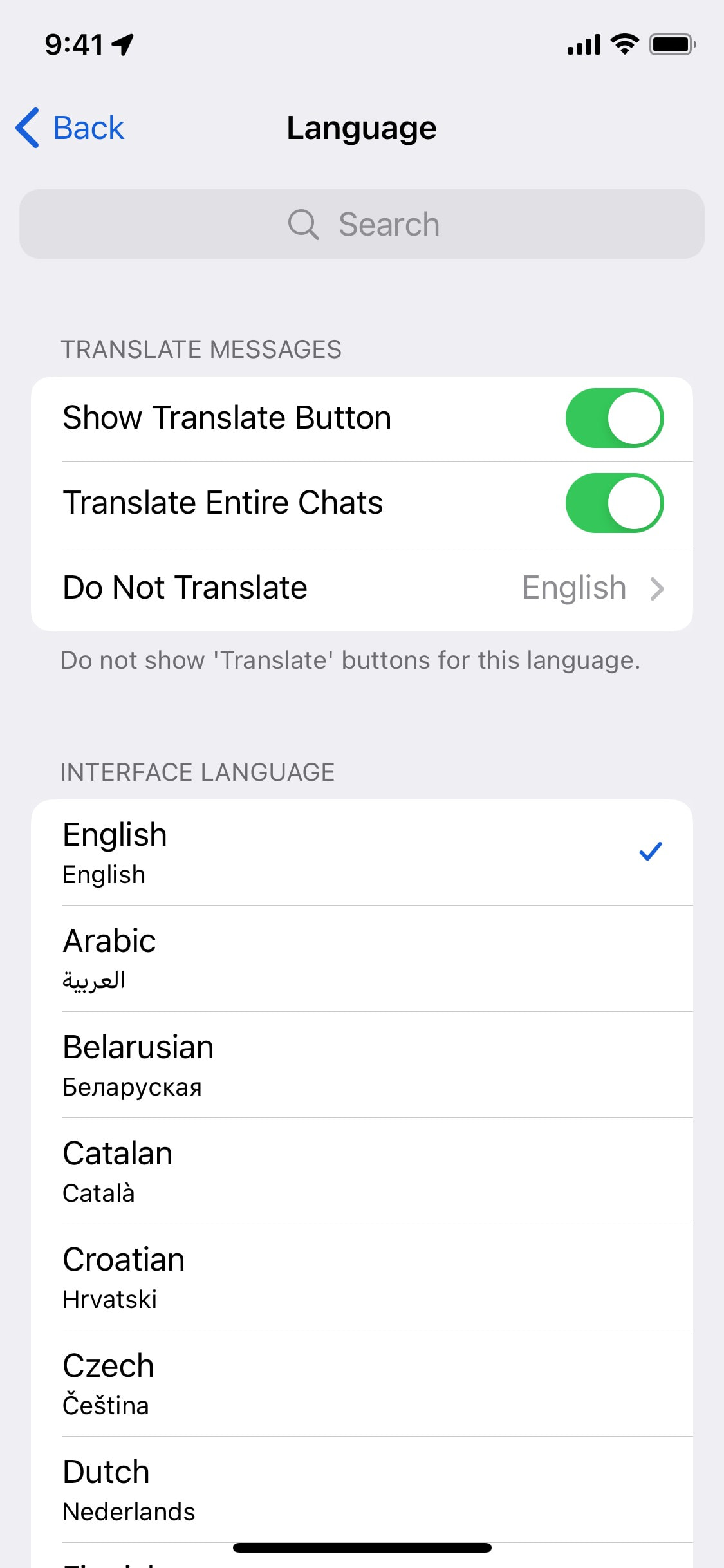 Telegram iOS screen 451