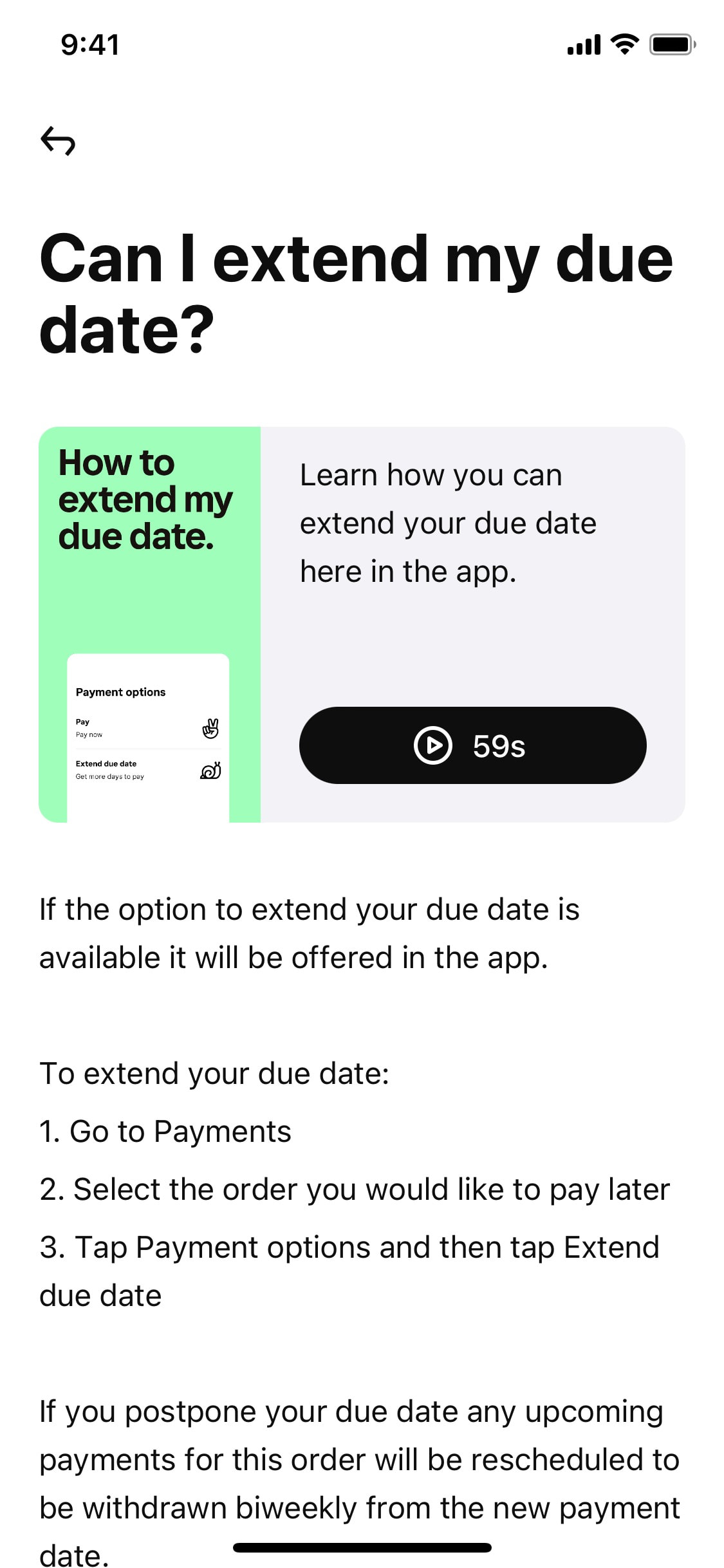 Klarna iOS screen 302