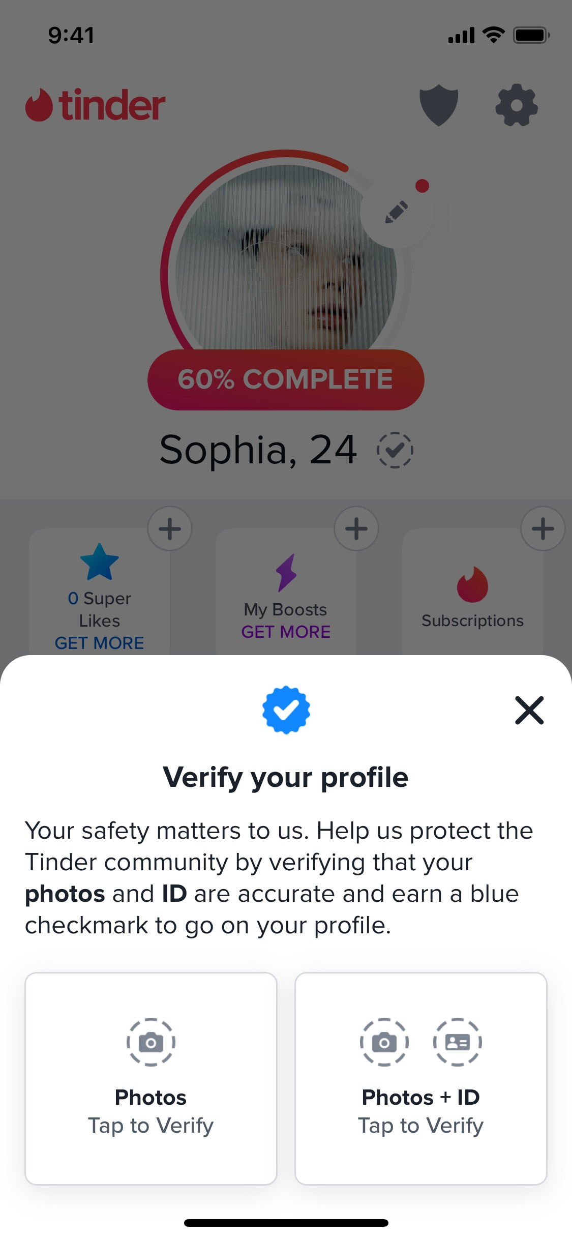 Tinder iOS screen 170