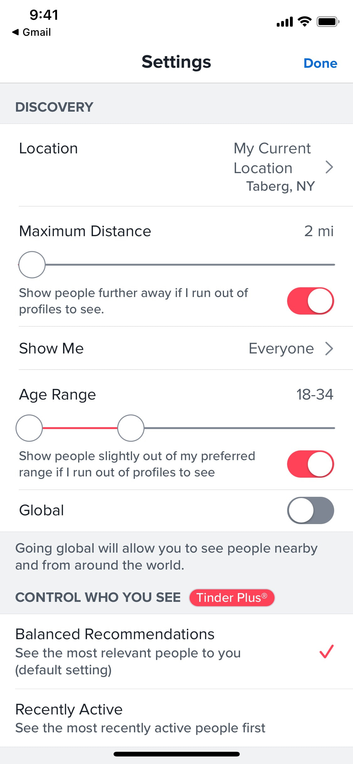 Tinder iOS screen 133
