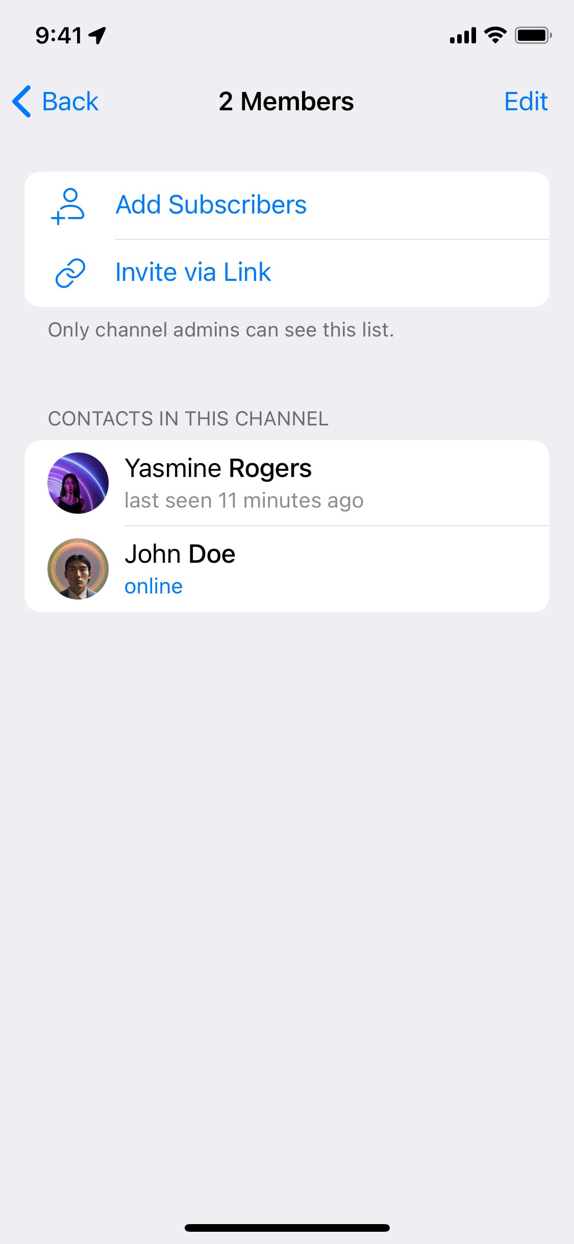 Telegram iOS screen 306
