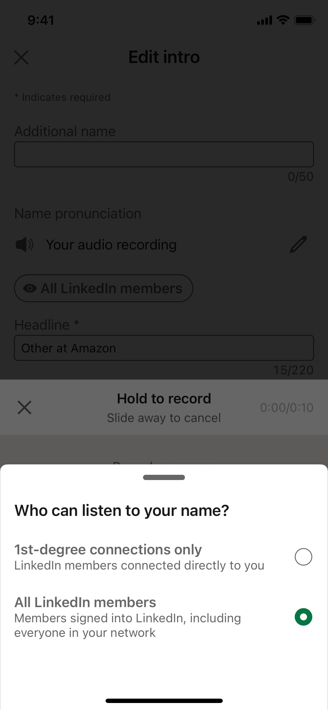 LinkedIn iOS screen 214