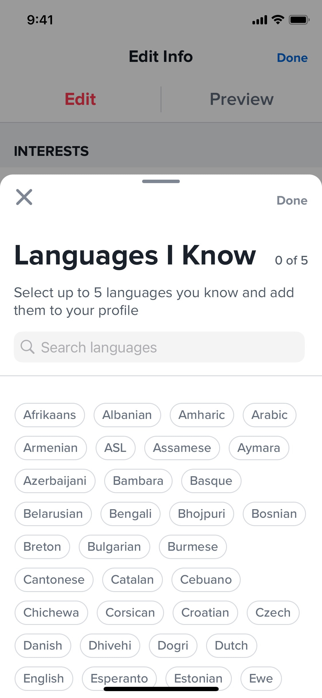 Tinder iOS screen 342