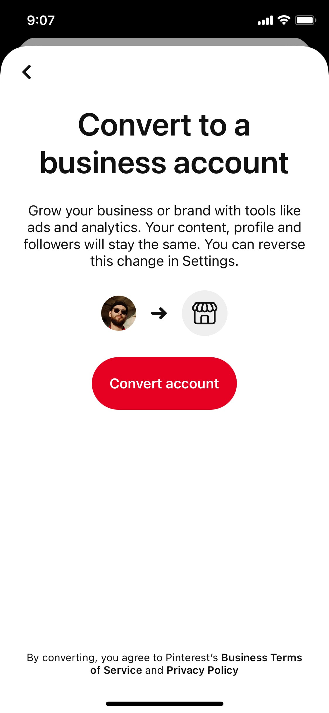 Pinterest iOS screen 96