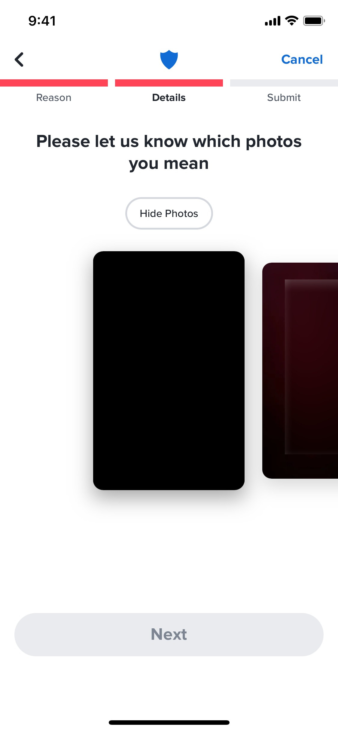 Tinder iOS screen 454