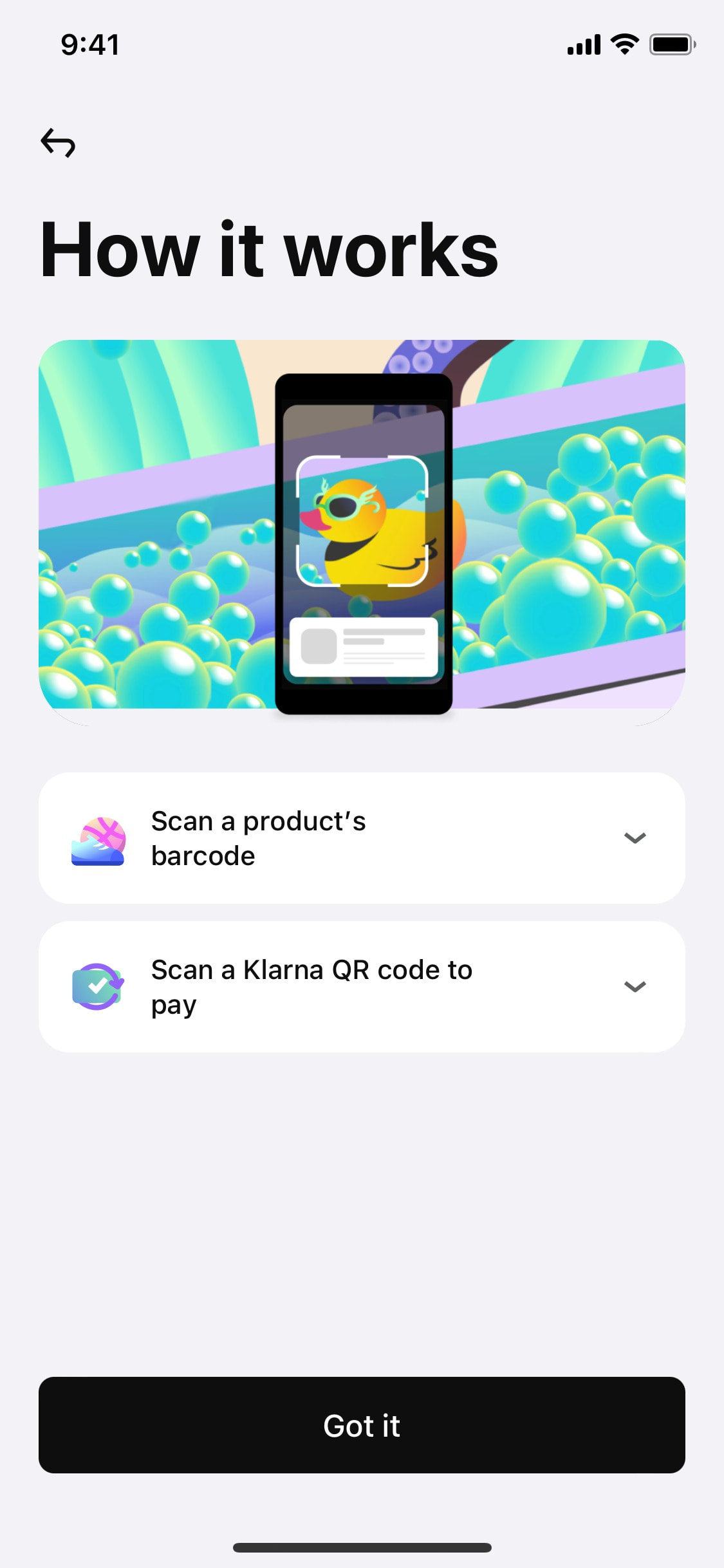 Klarna iOS screen 543
