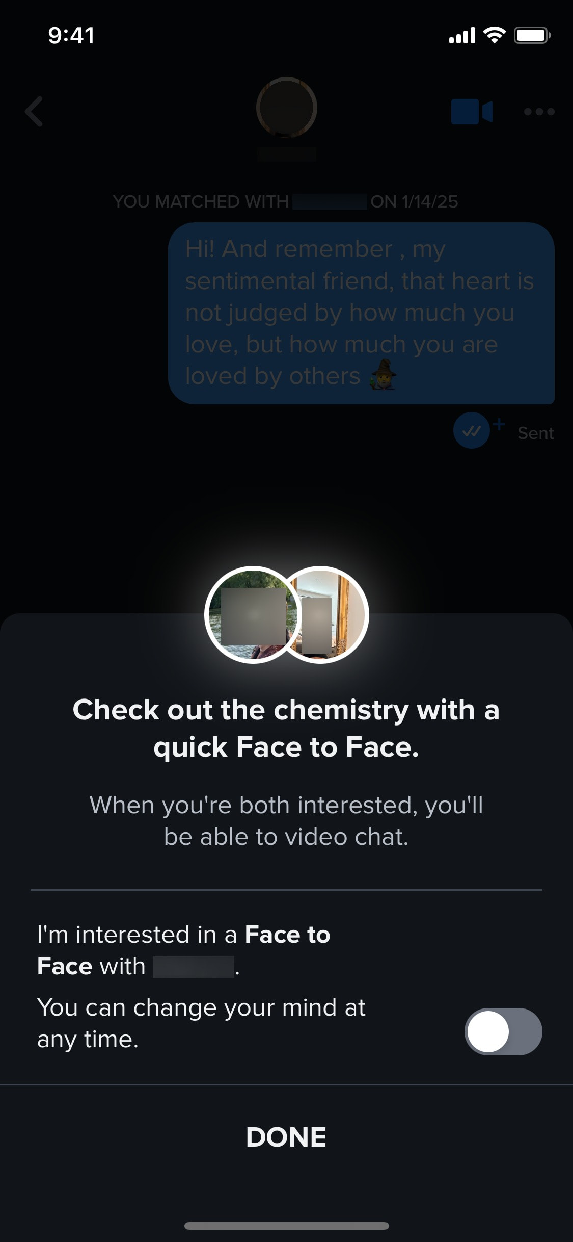 Tinder iOS screen 402