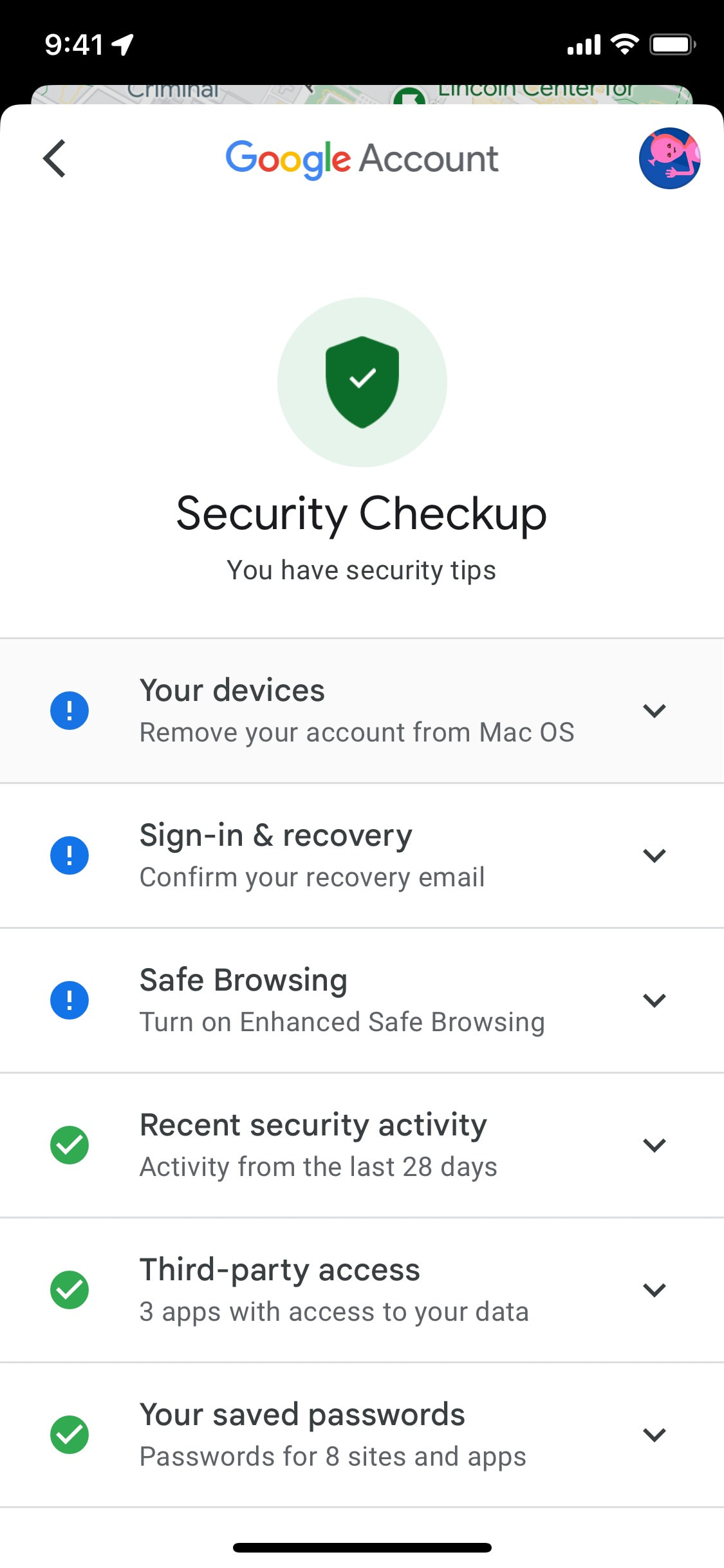 Google Maps iOS screen 467