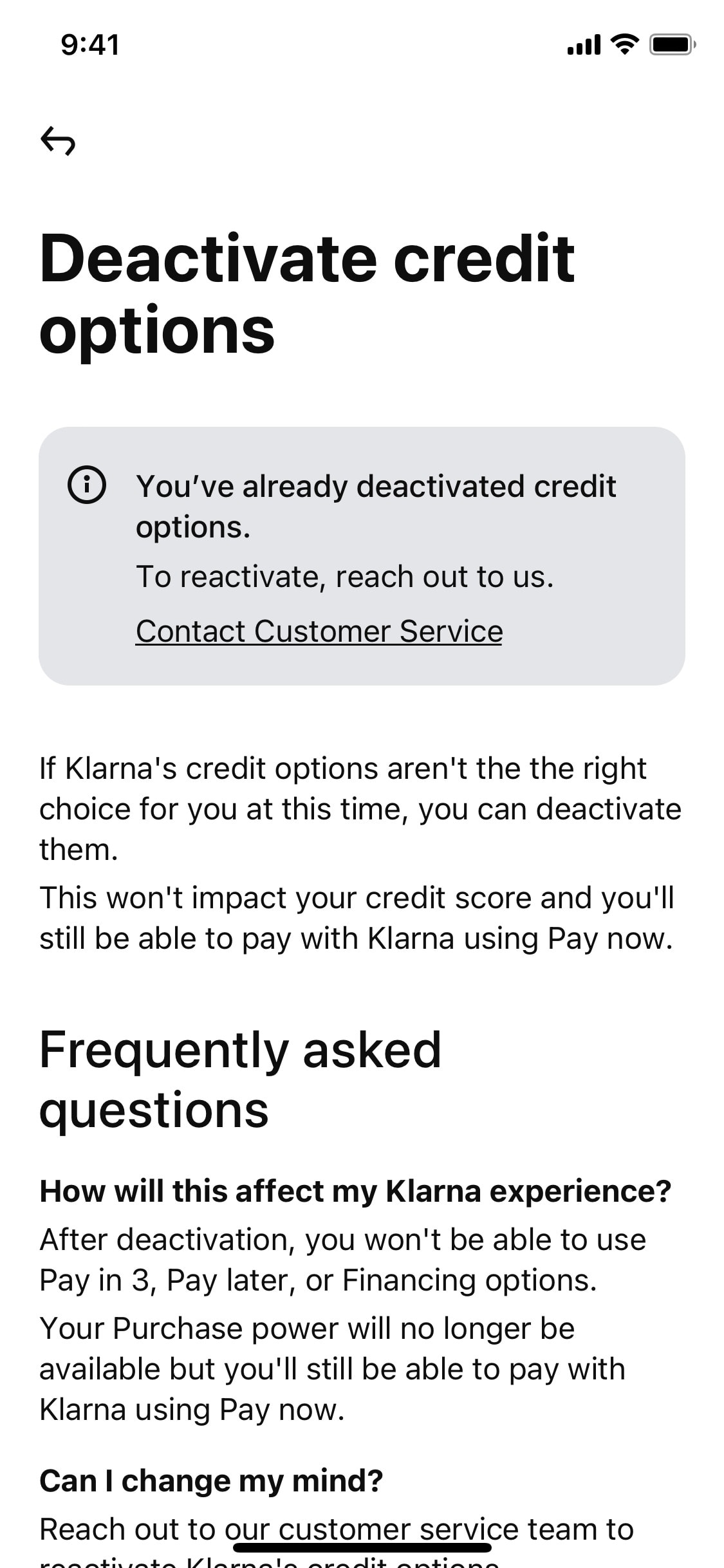 Klarna iOS screen 264